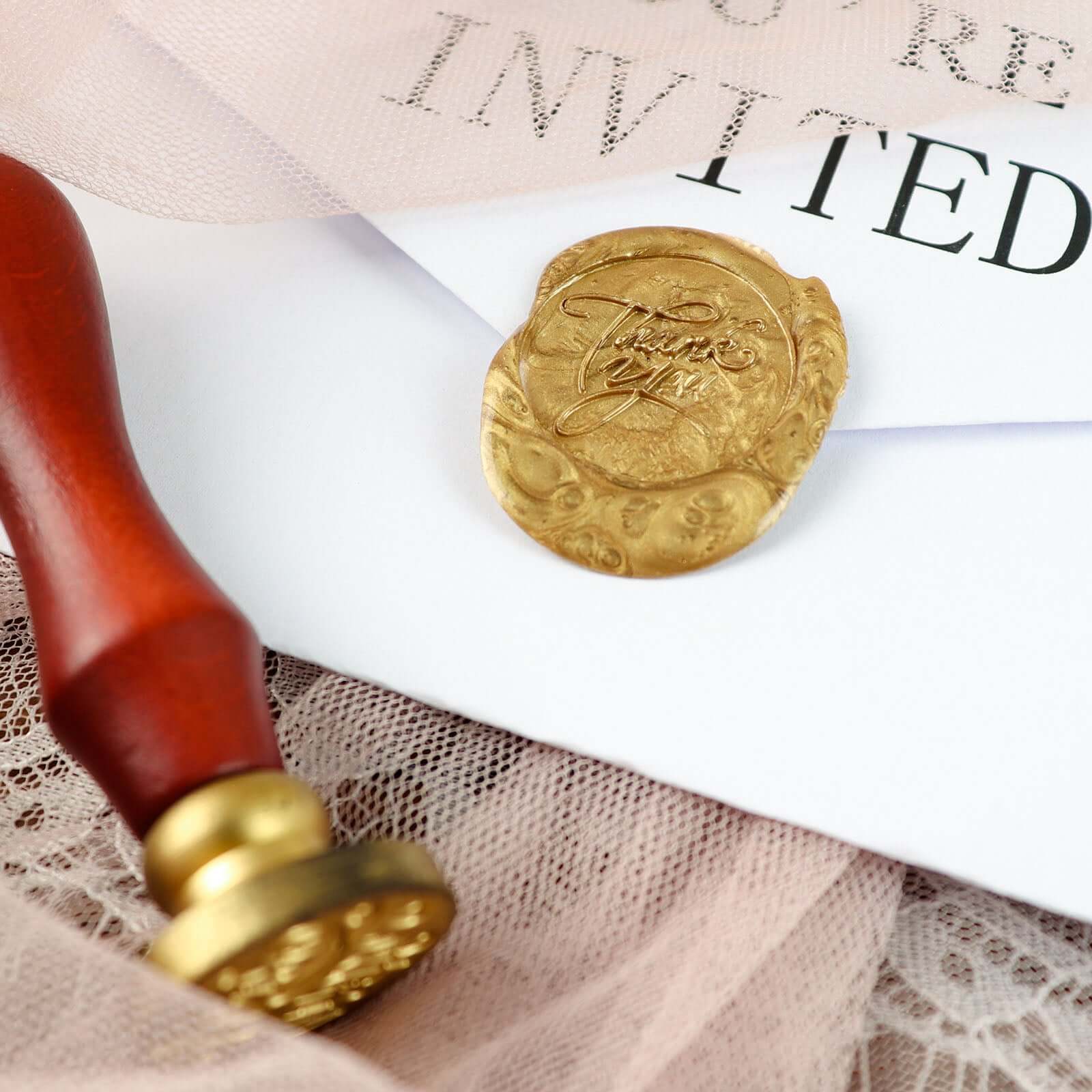 2 Set Wax Seal Stamp Kit Party Favors, Gold Silver "With Love" and "Thank You" Wax Stamp, Wedding Invitation Envelope Letters Mailing Crafts Set