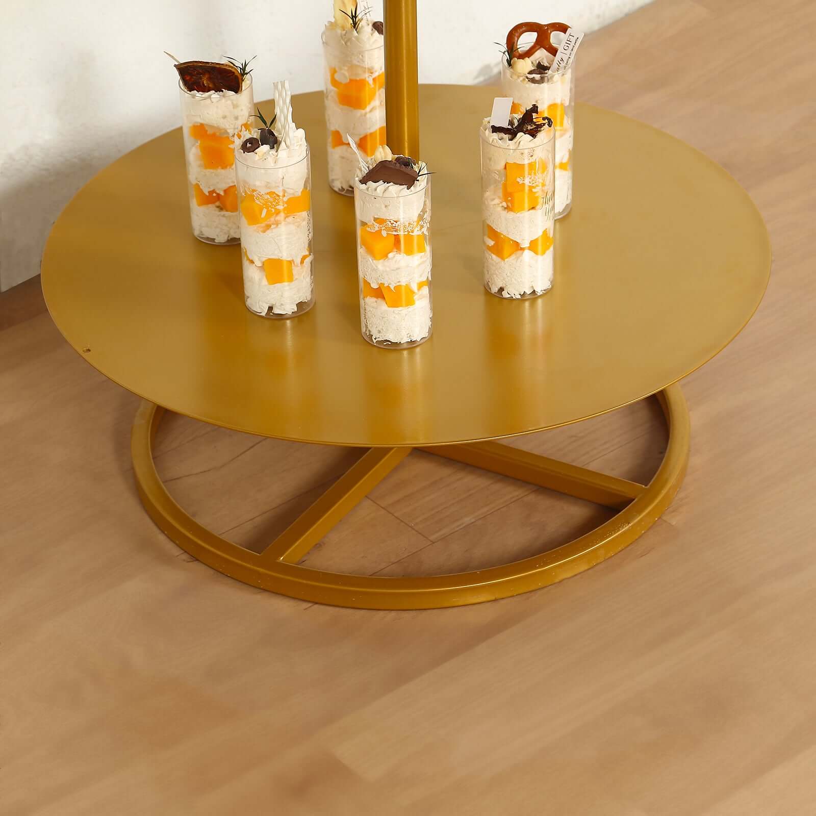 5 Tier Champagne Tower Stand Gold Metal Round Dessert Display Cupcake Holder - Sturdy Event Centerpiece 4.5ft Tall