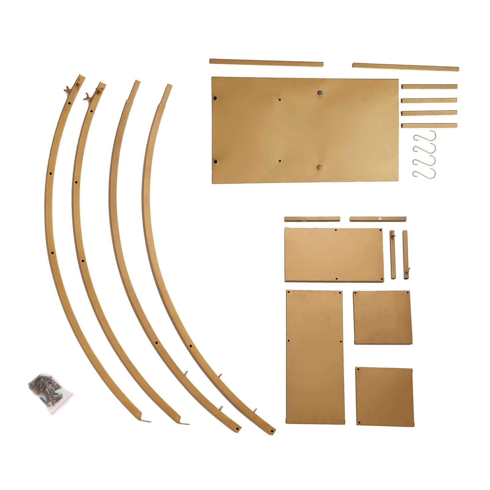 4.5ft Gold Metal 4-Tier Half Moon Cupcake Dessert Display Stand, Hanging Plant Rack With Shelves