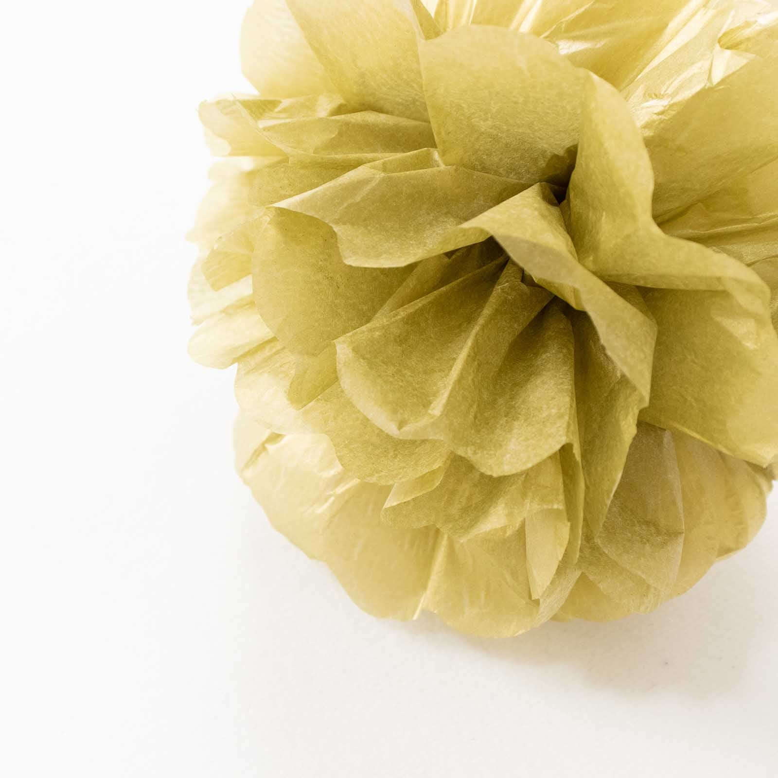 6 Pack 6" Gold Tissue Paper Pom Poms Flower Balls, Ceiling Wall Hanging Decorations