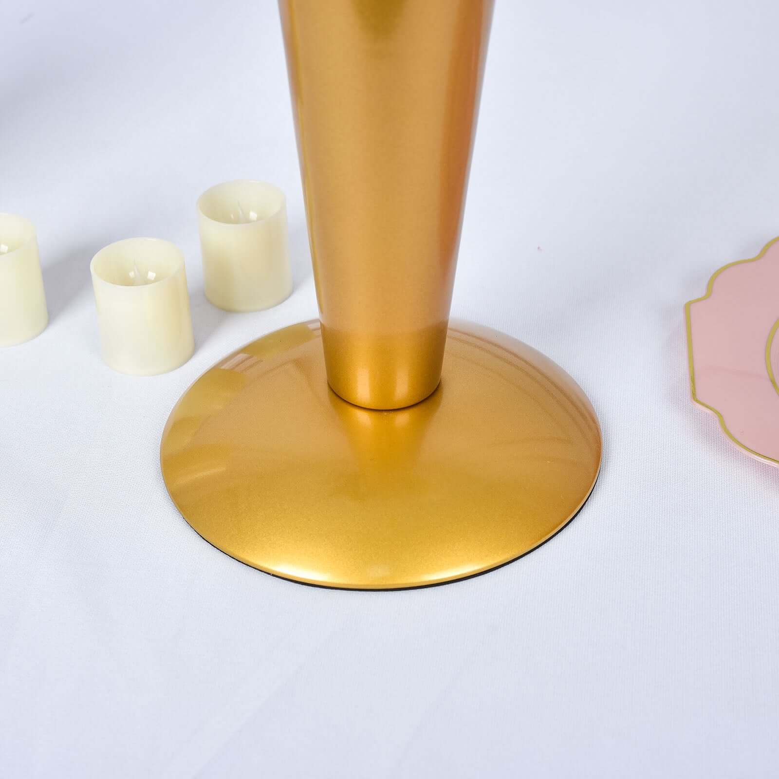 Metal Trumpet Vase Brushed Gold - Durable Design for Stylish Wedding Decor 28"