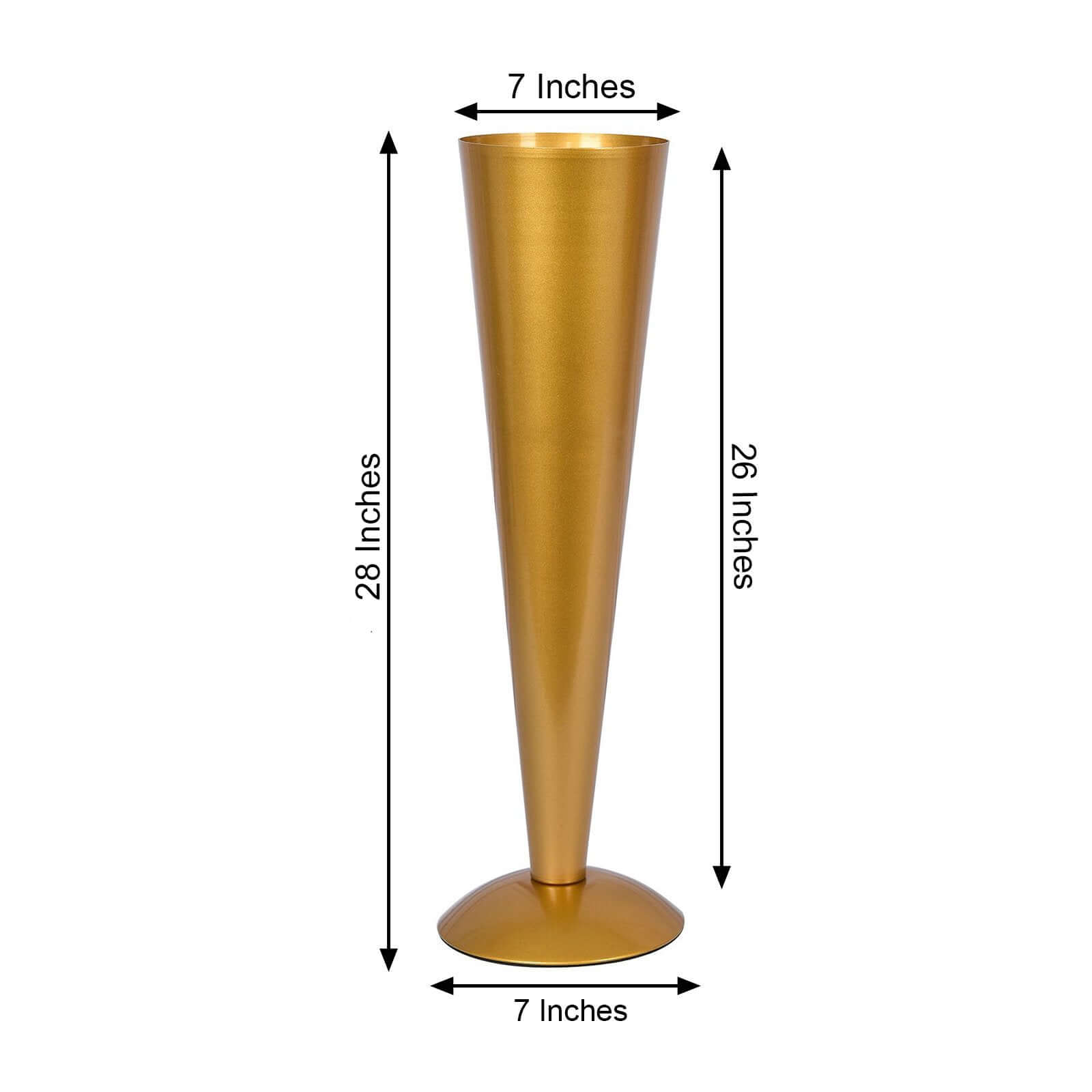 Metal Trumpet Vase Brushed Gold - Durable Design for Stylish Wedding Decor 28"