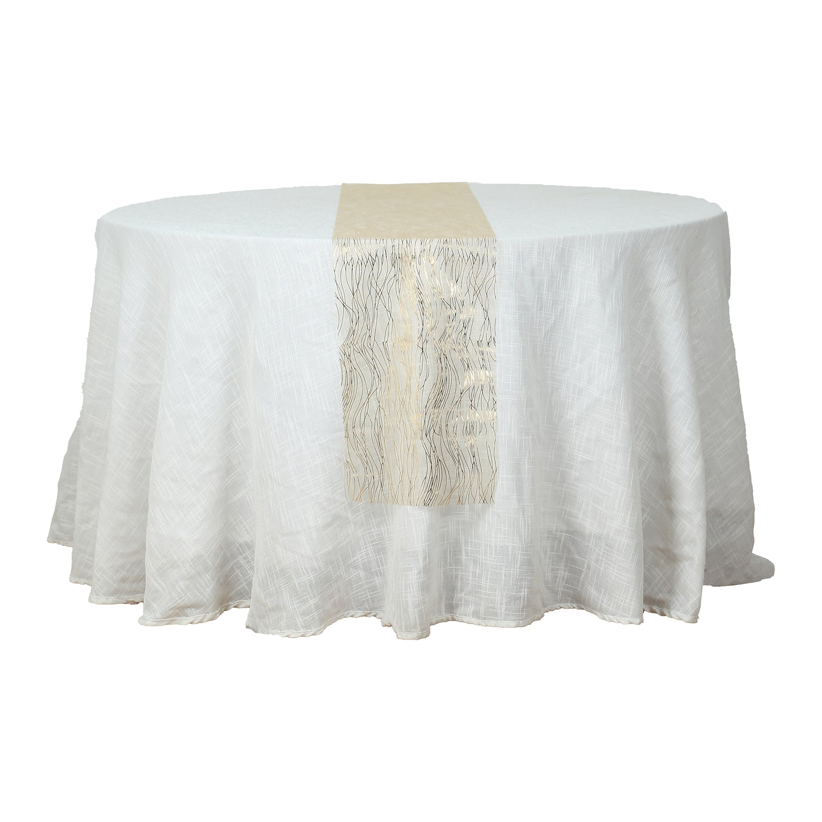 5 Pack Organza 12"x108" Table Runners Gold - Gold Wave Design