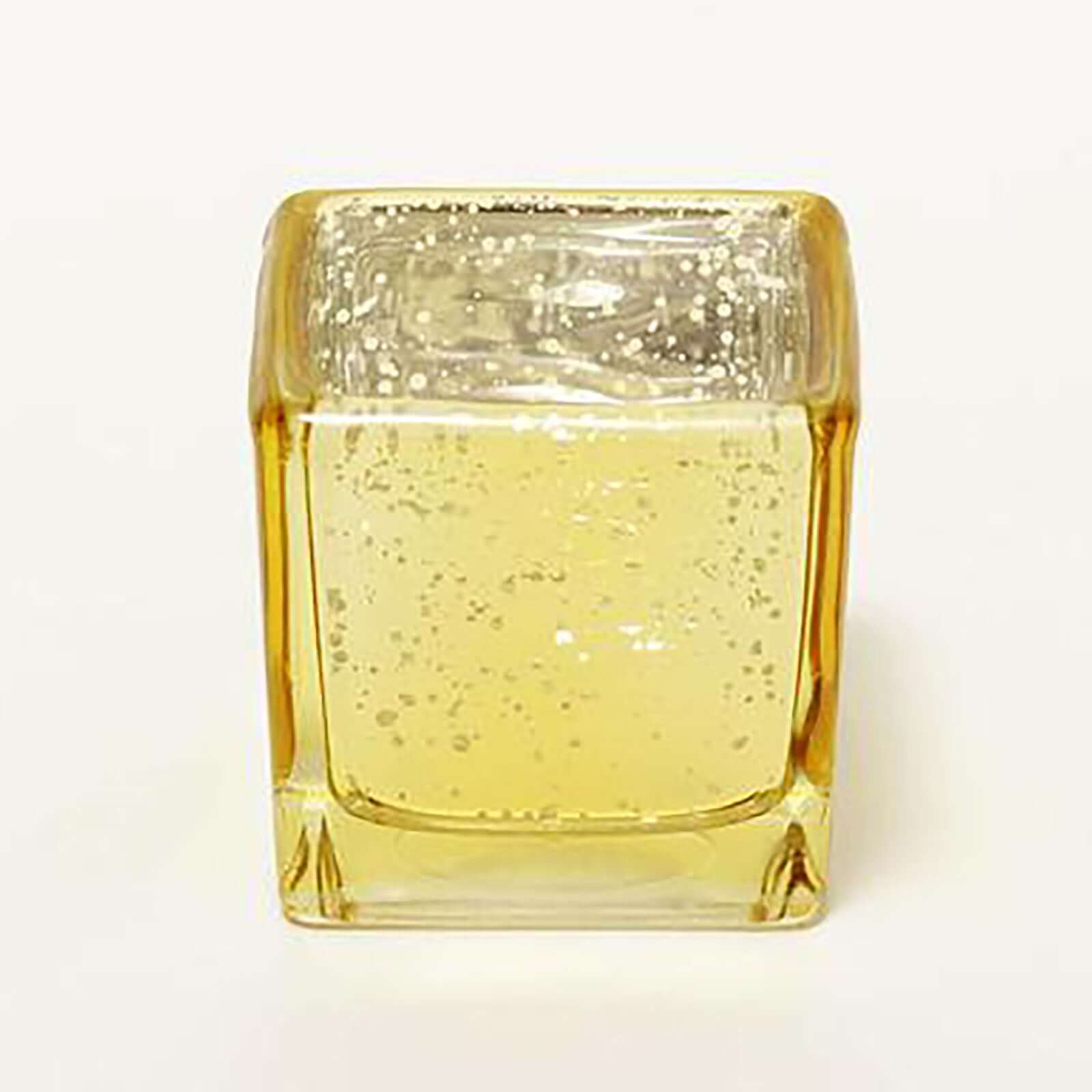 12-Pack Mercury Glass Candle Holders Gold with Speckled Design - Square Votive Tealight Holders 2"