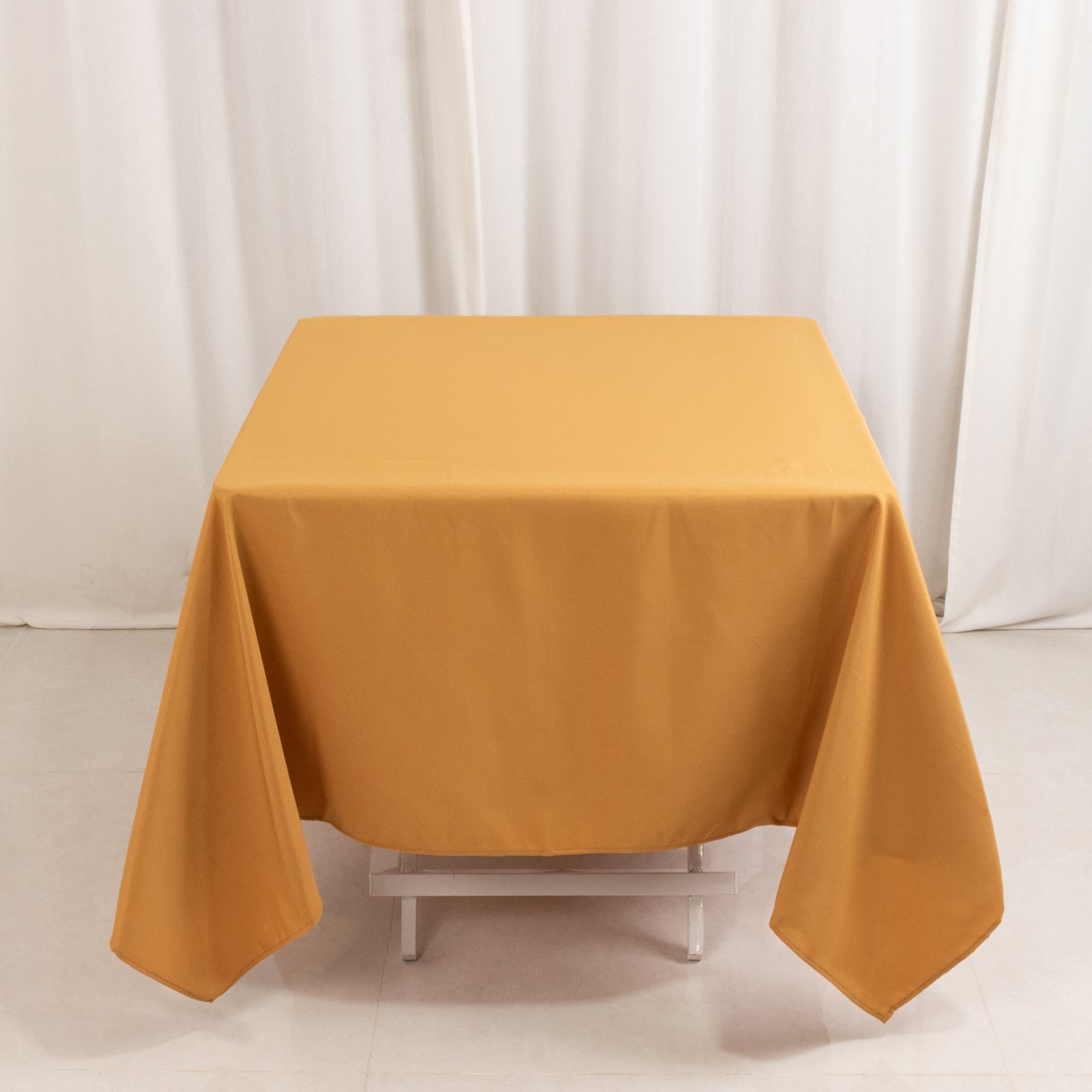 Premium Polyester Square Tablecloth 70"x70" Gold 220GSM Wrinkle-Resistant Table Cover for Stylish Gatherings