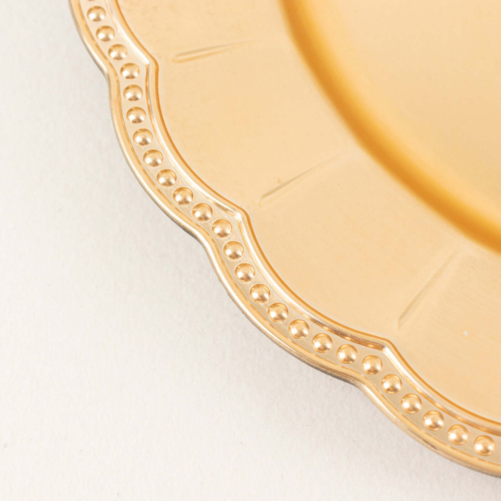 6-Pack Acrylic Round Charger Plates 13" in Metallic Gold with Beaded Sunflower Rim, Plastic Dinner Party Charger Tableware