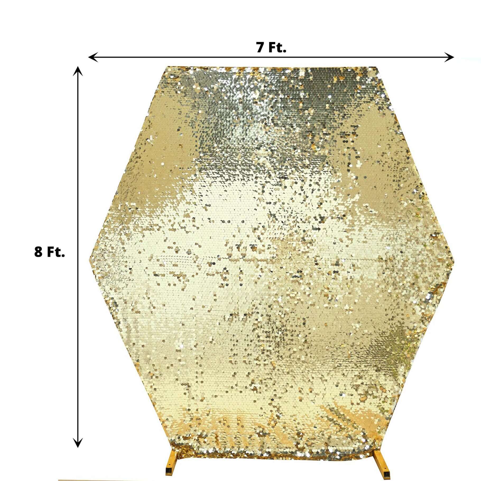 8ftx7ft Champagne Big Payette Sequin Sparkly Hexagon Backdrop Stand Cover