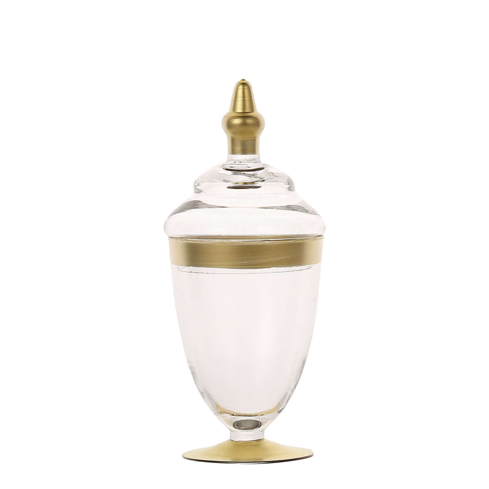 Set of 3 Glass Jars Apothecary Design Clear with Gold Trim and Snap-On Lids - Stylish Decorative Candy Buffet Storage 8.5", 9", 10"