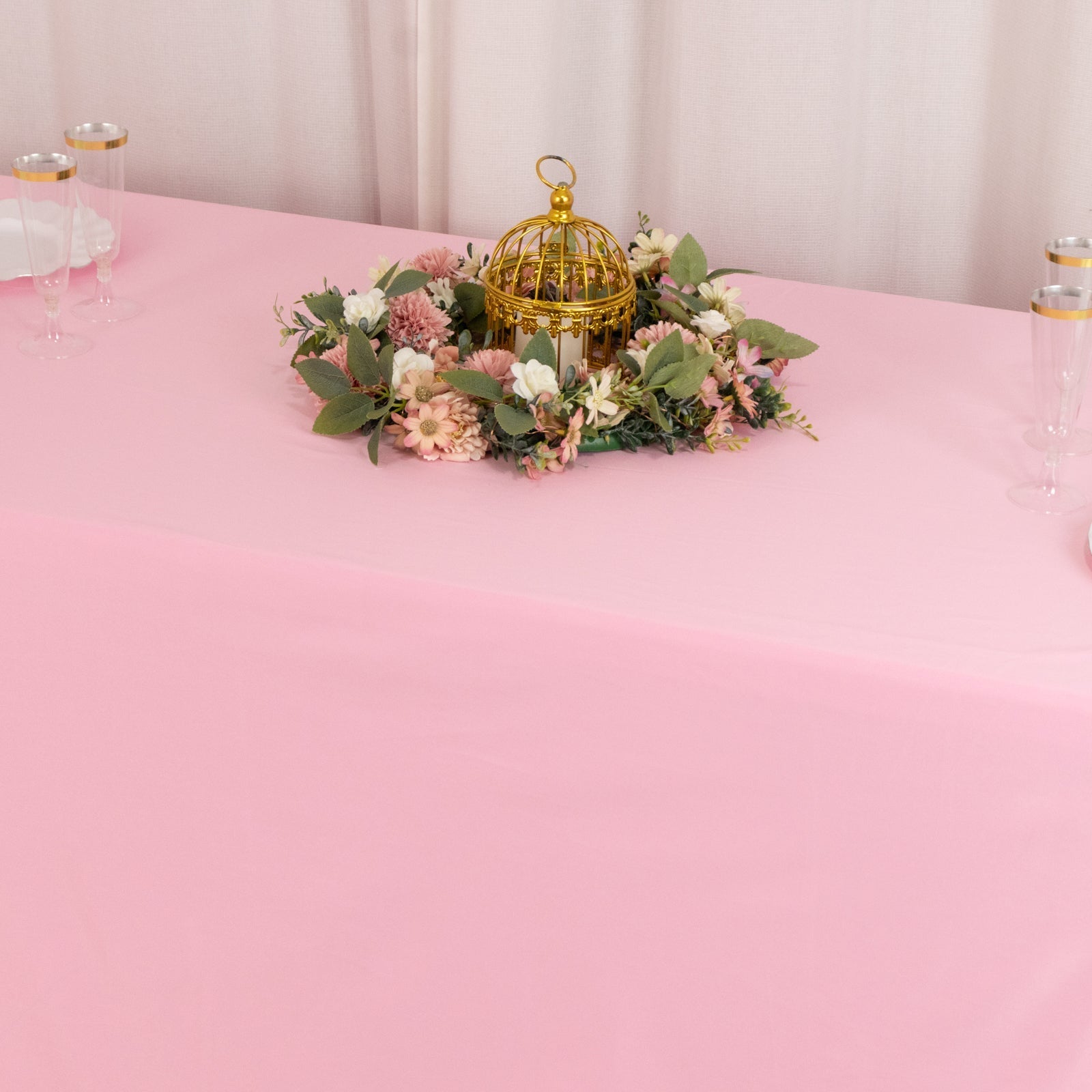 Scuba Rectangular 90"x156" Tablecloth Pink - Wrinkle Free, Stain Resistant & Seamless Table Cover