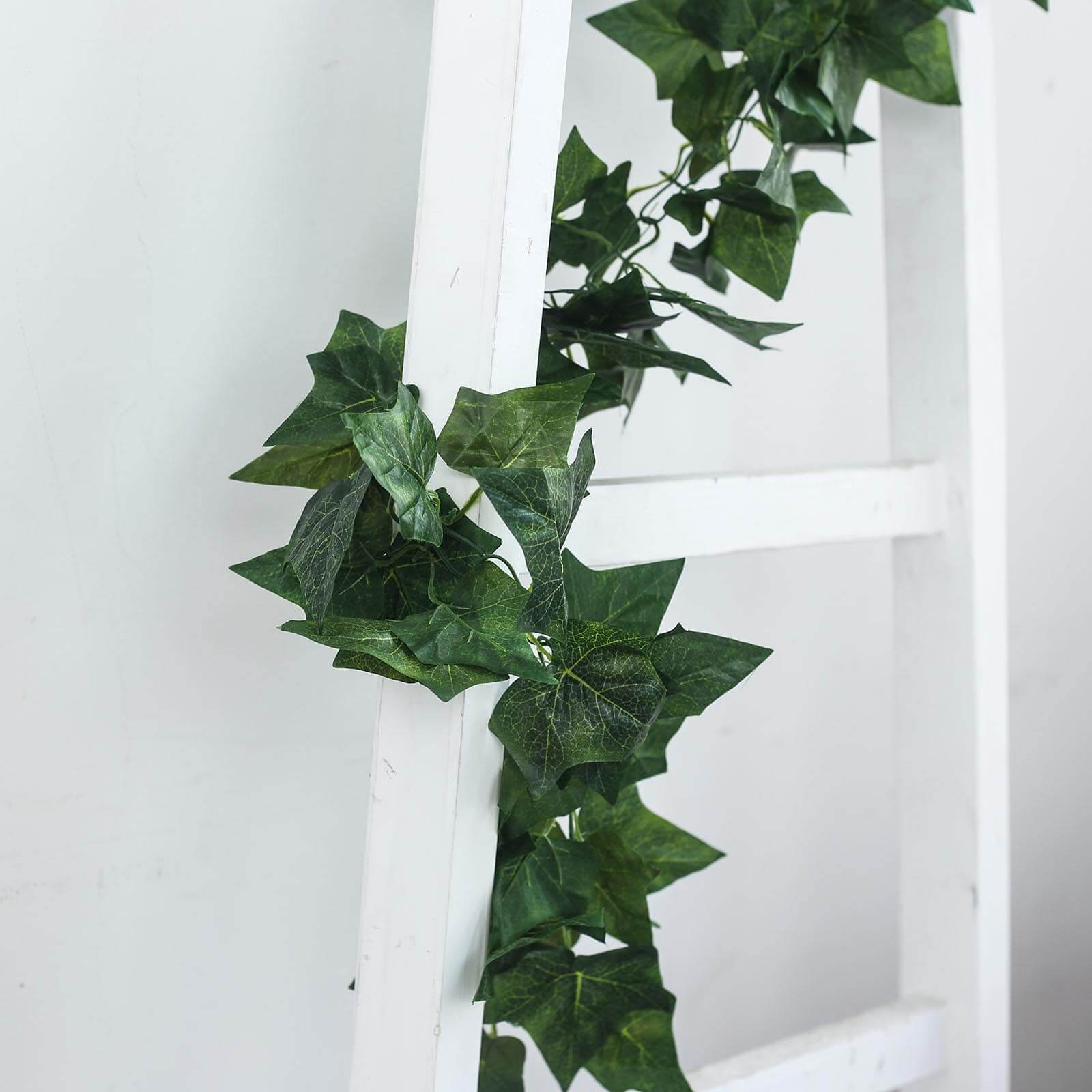 8ft Dark Green UV Protected Artificial Silk Ivy Leaf Garland Vine, Outdoor Indoor