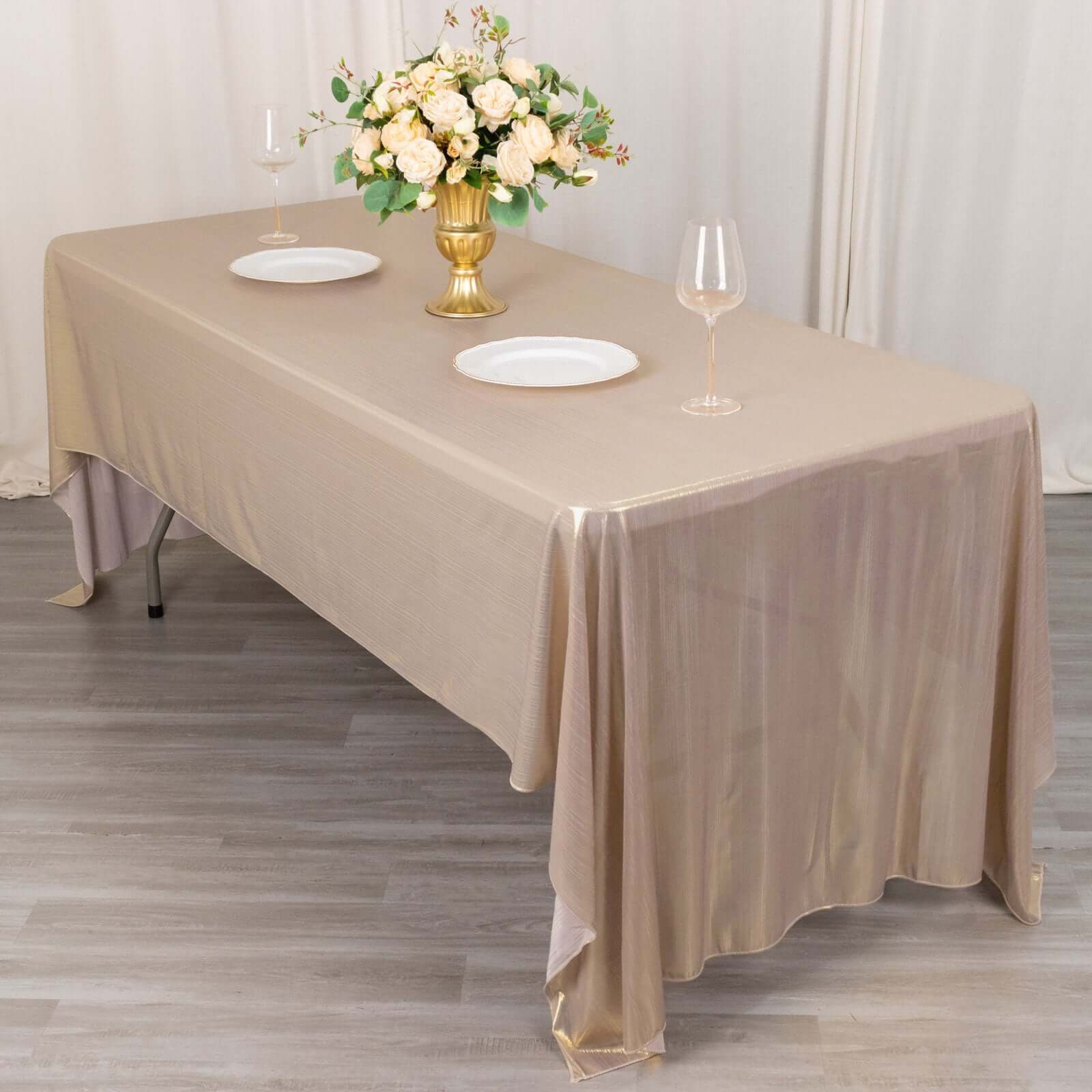 Sequin Dots Polyester 60"x126" Rectangle Tablecloth Shimmering Blush - Wrinkle Free & Sparkling Table Cover