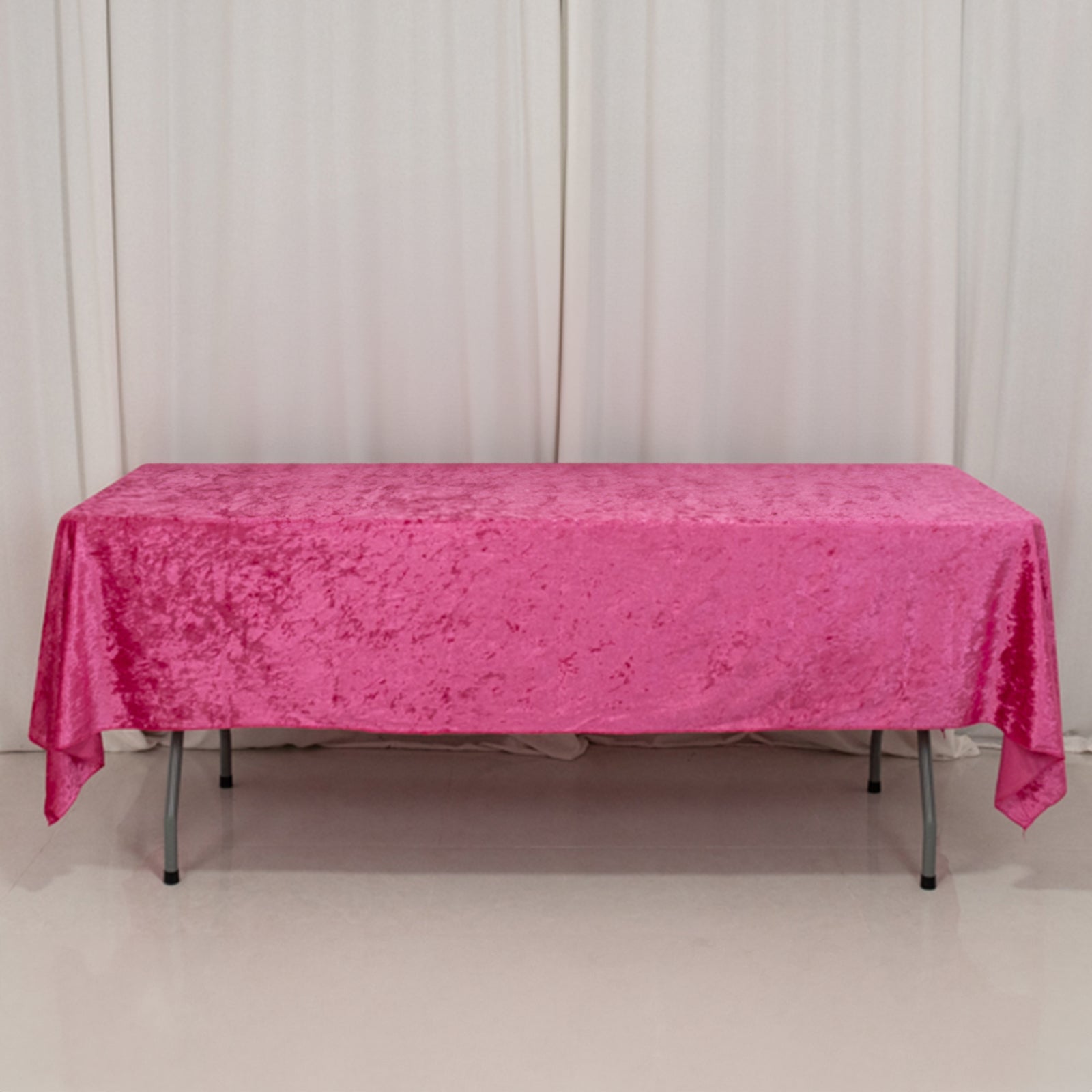 Premium Crushed Velvet 60"x102" Rectangle Tablecloth Fuchsia - Reusable Soft Table Cover