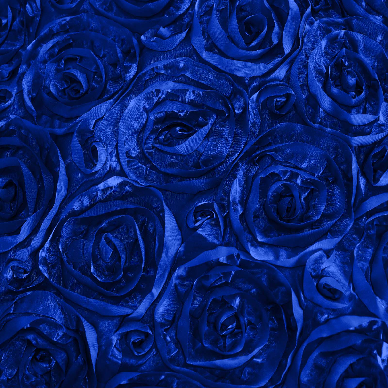 Satin 90"x156" Rectangle Tablecloth Royal Blue - Grandiose 3D Rosette Table Cover with Seamless Finish