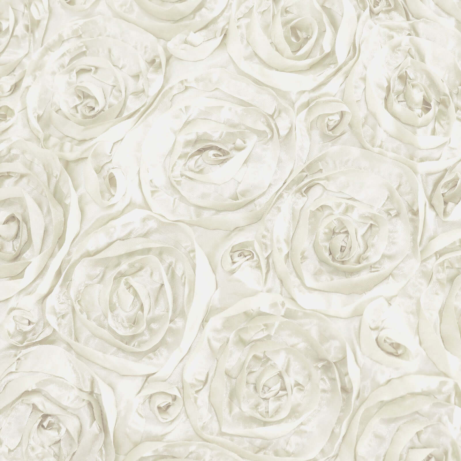 Satin 90"x156" Rectangle Tablecloth Ivory - Grandiose 3D Rosette Table Cover with Seamless Finish