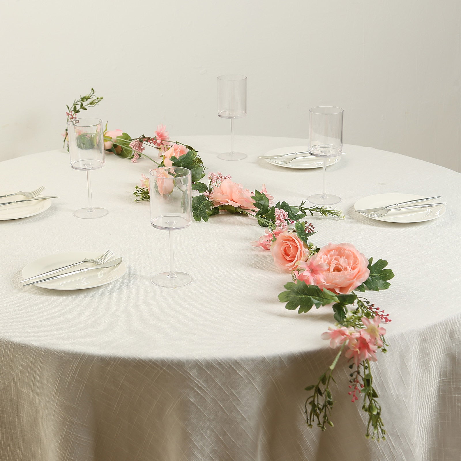 6ft Blush Silk Rose Peony Flower Garland, Mixed Floral Greenery Garland Artificial Hanging Vine