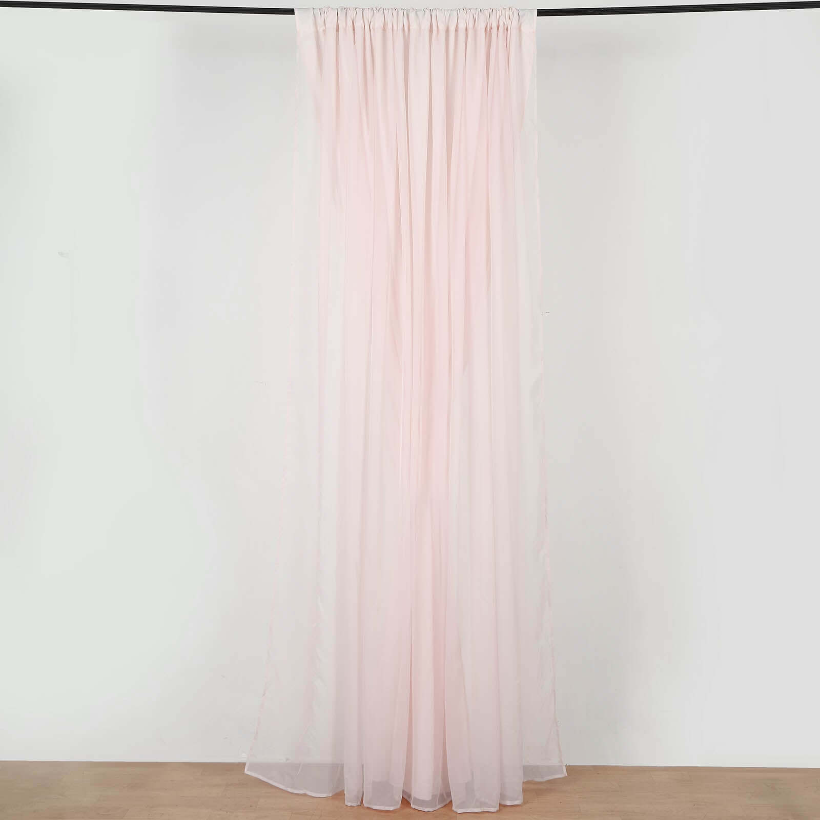 Blush Chiffon Polyester Event Curtain Drapes, Dual Layer Divider Backdrop Curtain Panels with Rod Pockets - 10ftx10ft