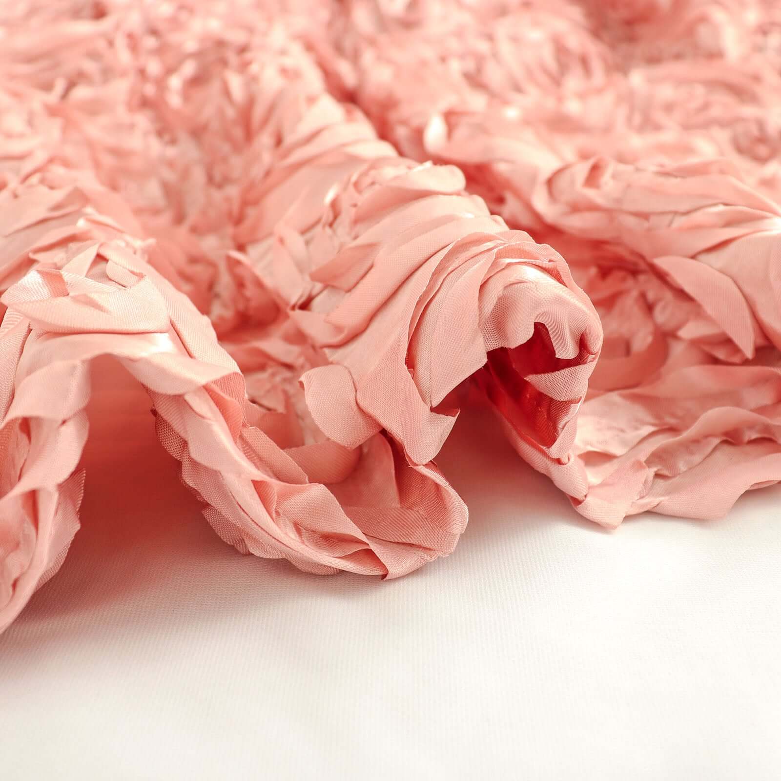 8ftx8ft Dusty Rose Satin Rosette Event Curtain Drapes, Backdrop Event Panel