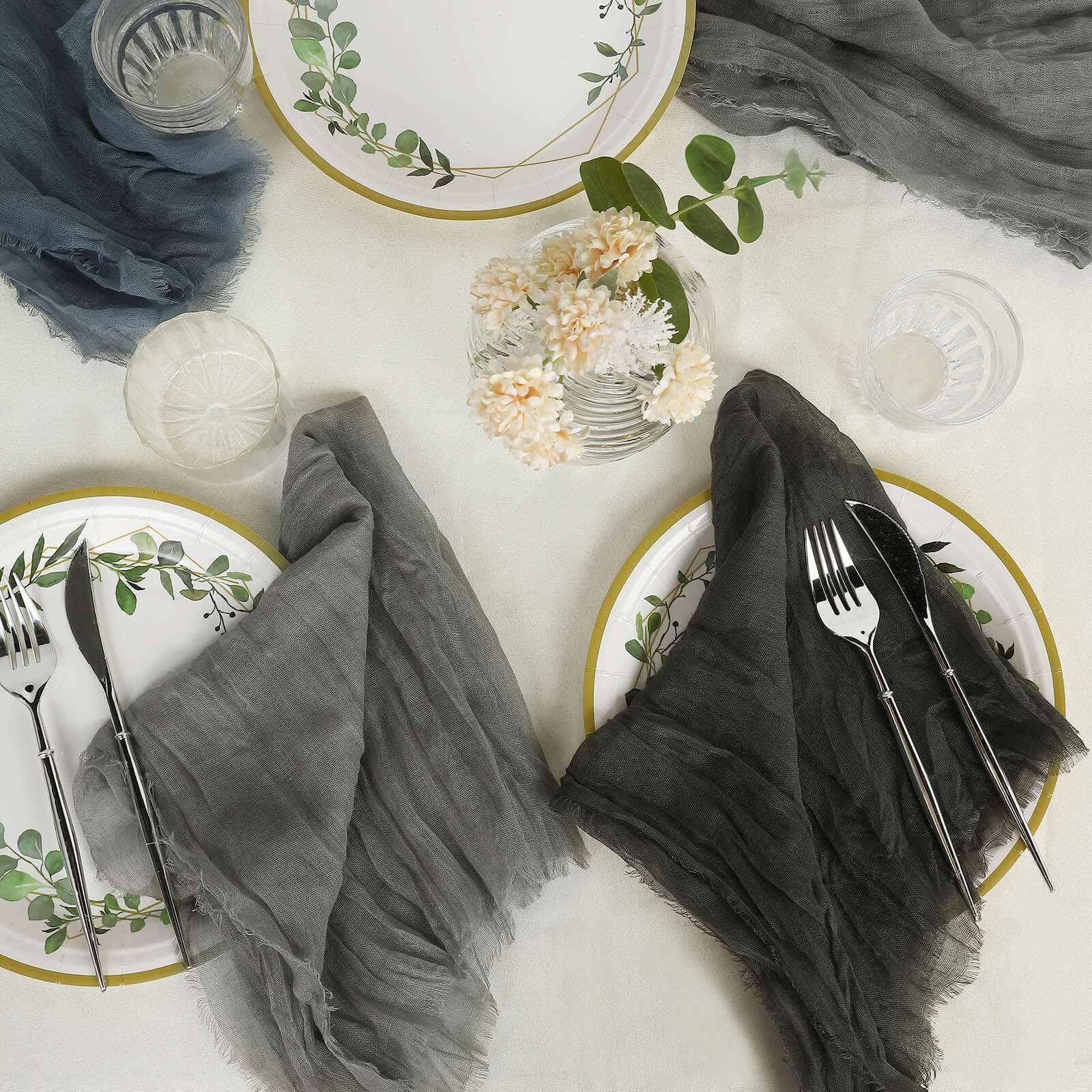 5 Pack Gauze Cheesecloth 24"x19" Napkins Gray Reusable Dinner Napkins