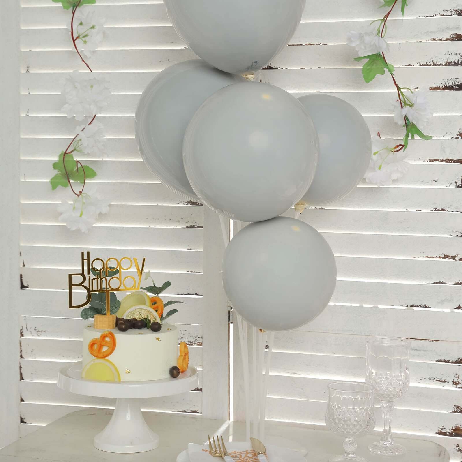 25 Pack 10" Matte Gray Double Stuffed Prepacked Latex Party Balloons
