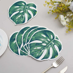 20-Pack Paper Cocktail Napkins with Tropical Leaf Design Green - Stylish Disposable Napkins for Events