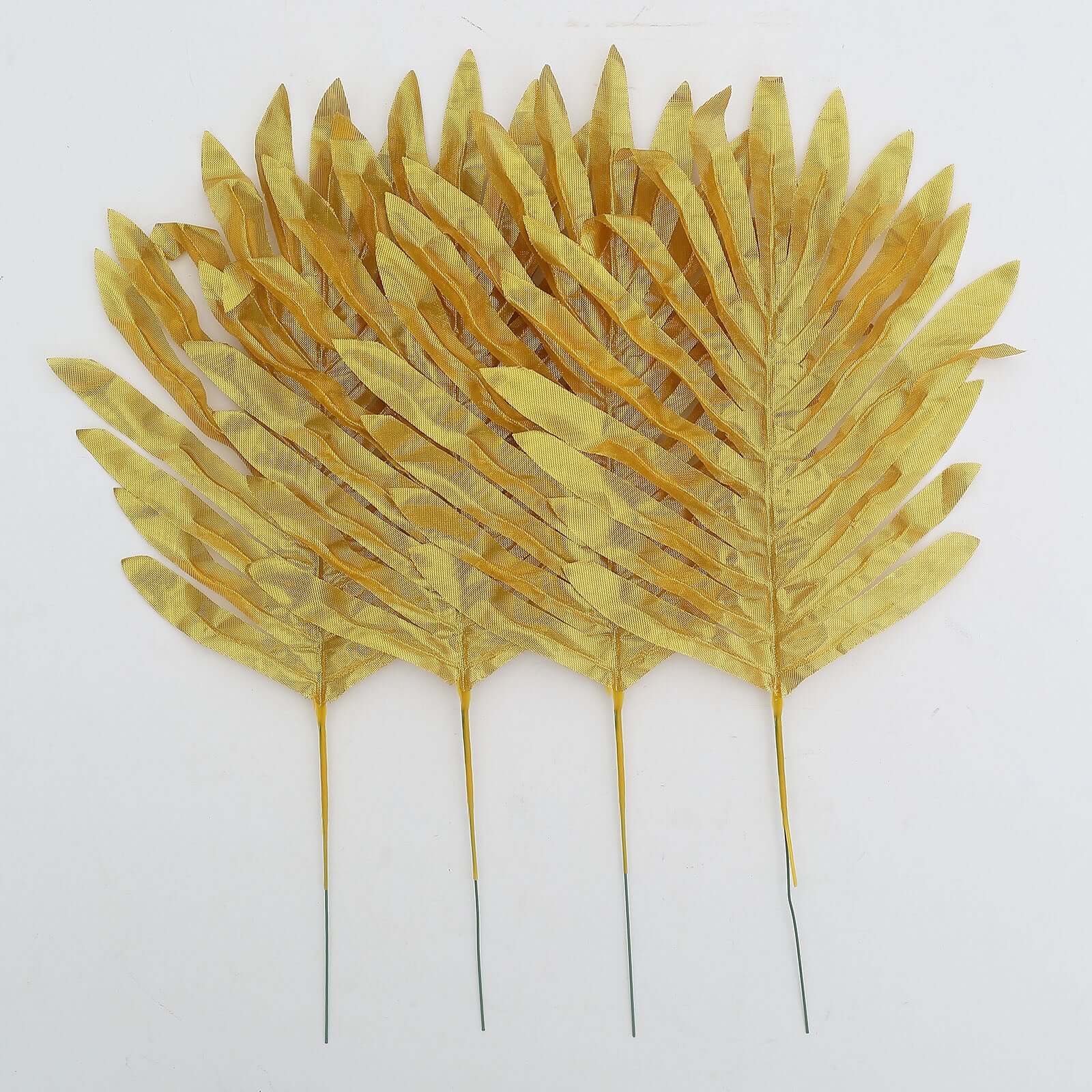 28 Pack Green And Gold Silk Tropical Monstera Palm Leaves, Assorted Artificial Jungle Theme Branches