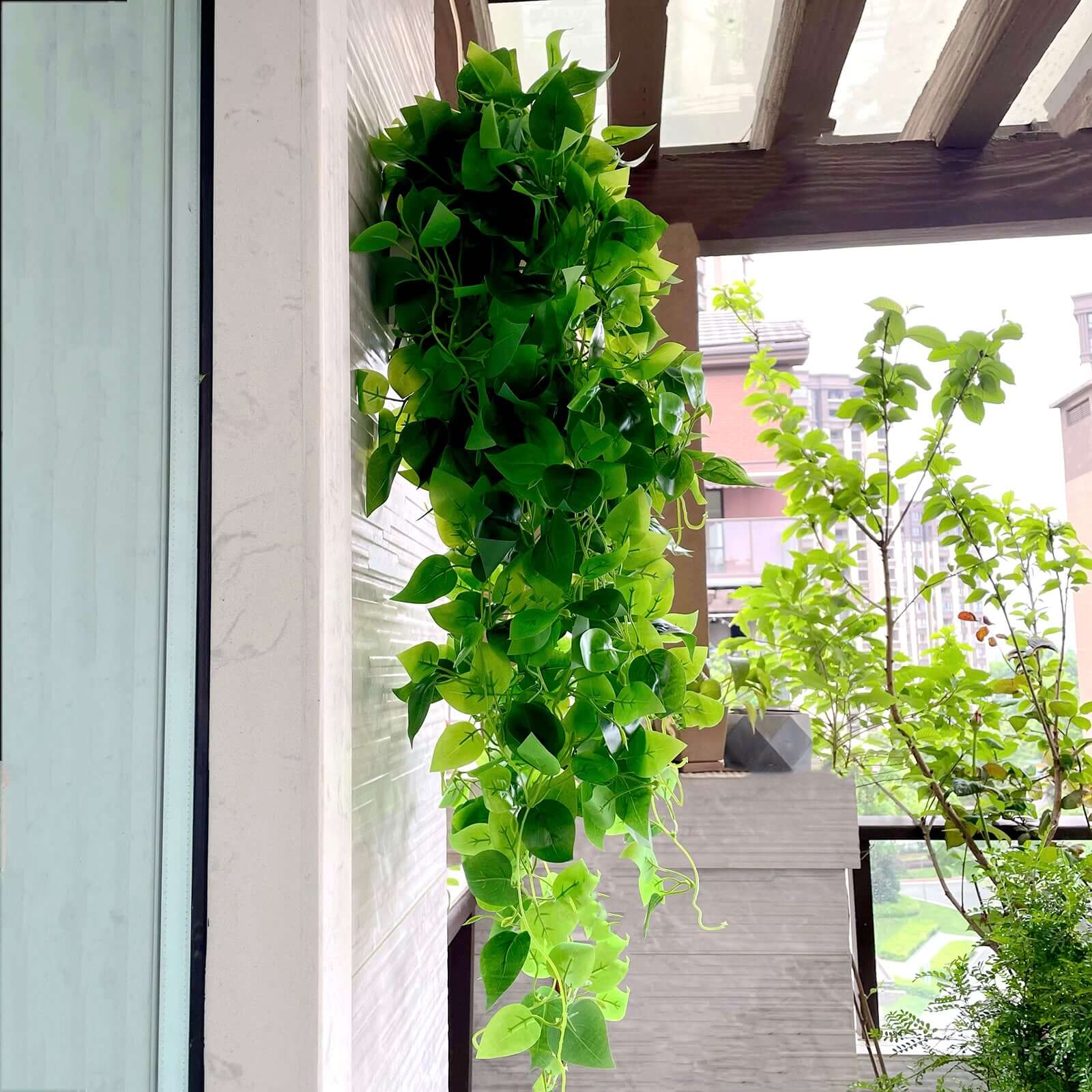 3 Pack Green Pothos Artificial Ivy Vine Hanging Plants, Fake Foliage Silk Leaves Garland - 3ft
