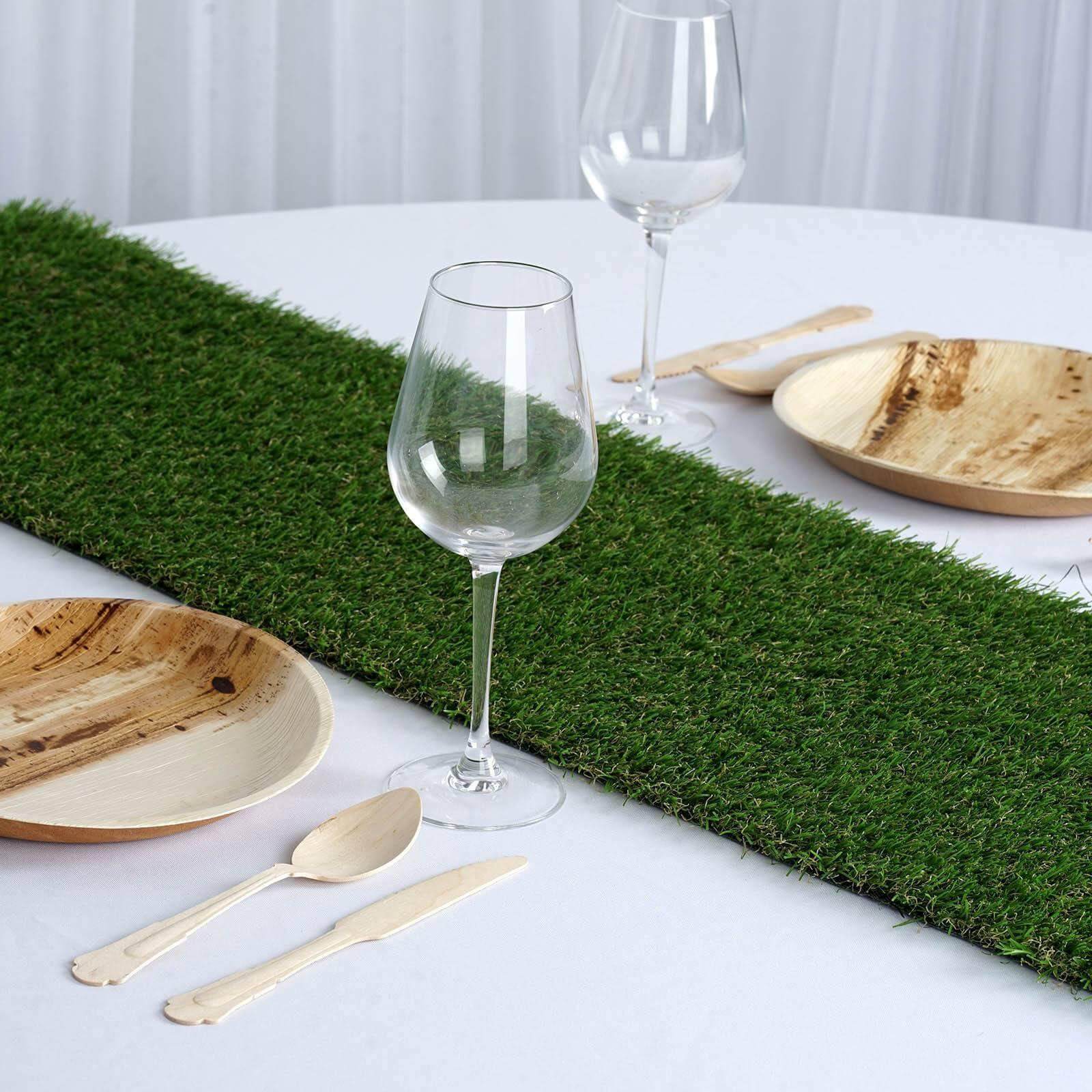 Artificial Grass 9ft Table Runner Green - Durable & All Weather Tabletop Decor