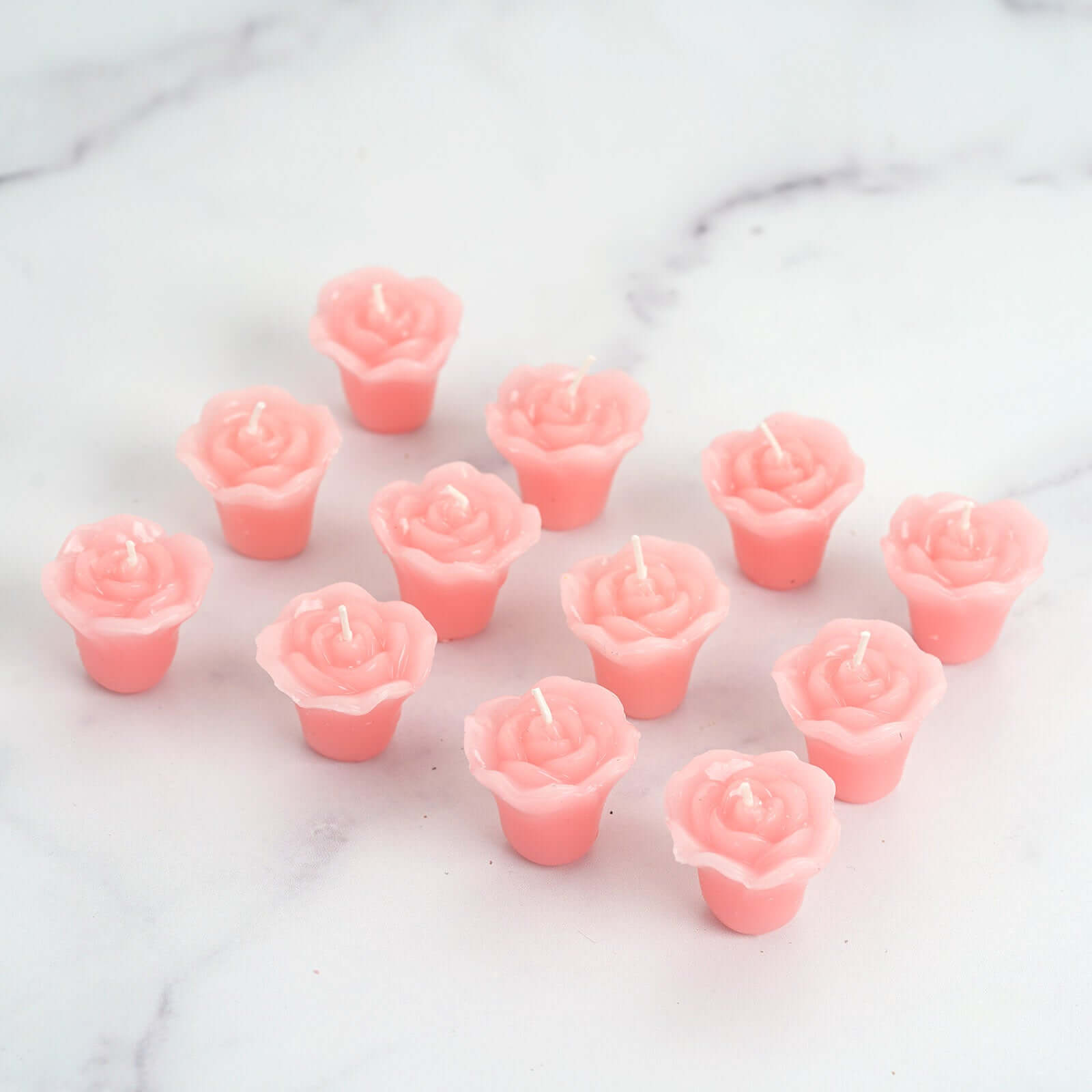 12-Pack Mini Floating Candles Rose Flower Design Pink - Wedding Vase Fillers for Decor 1"