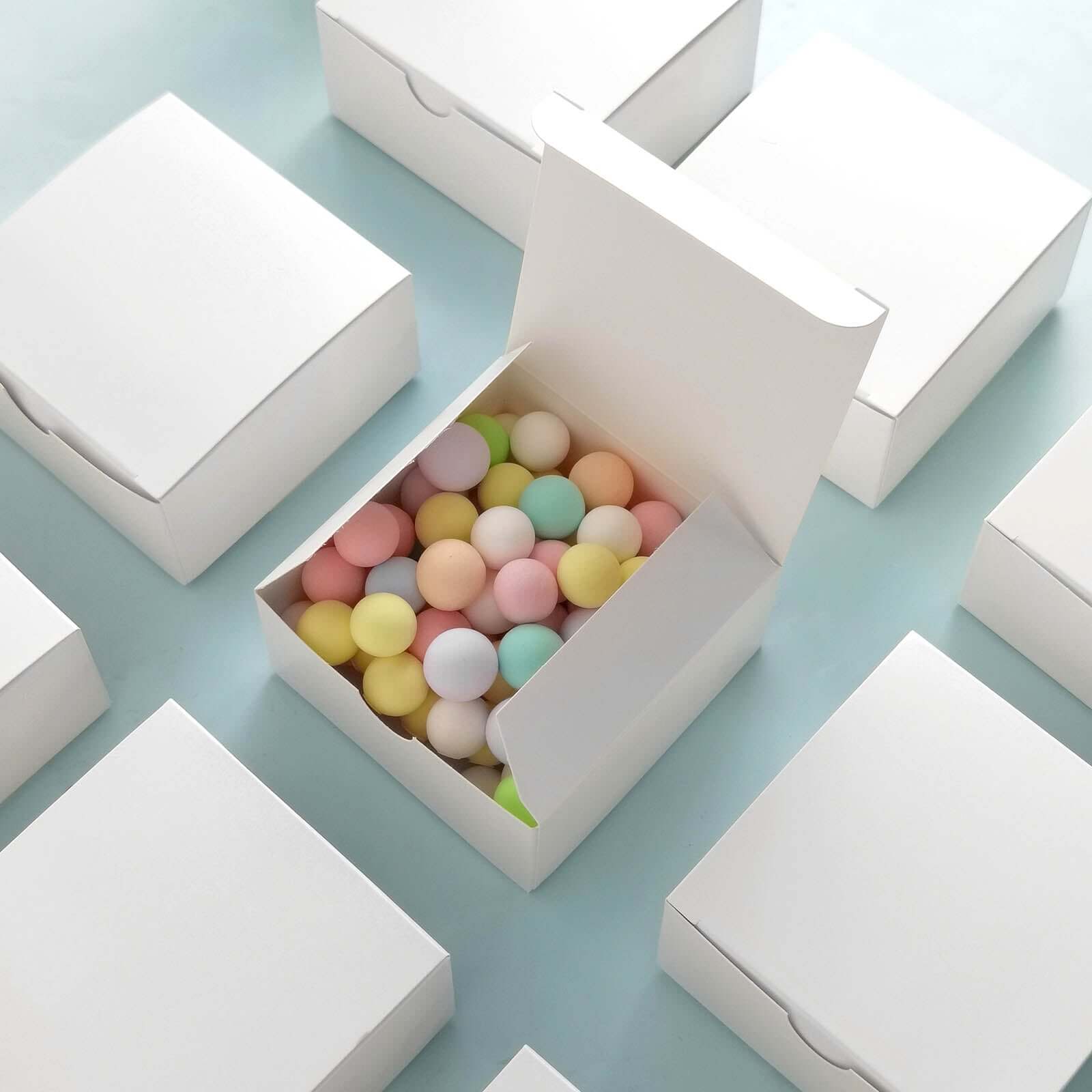 100 Pack White Cake Party Favor Boxes, 4"x4"x2" Cupcake Gift Boxes