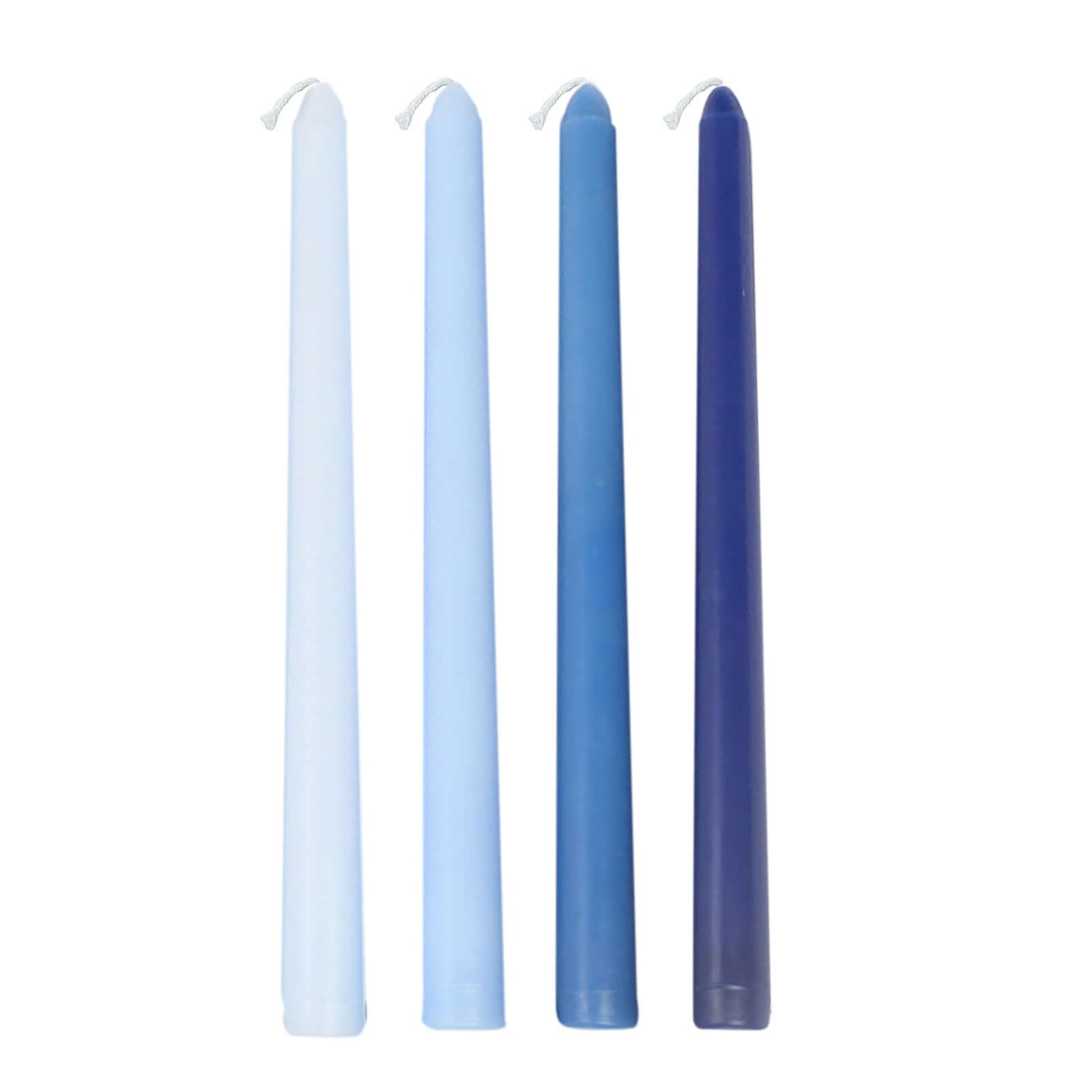 12-Pack Taper Candles Premium Wax Design Mixed Blue - Unscented Candles for Sophisticated Decor 10"
