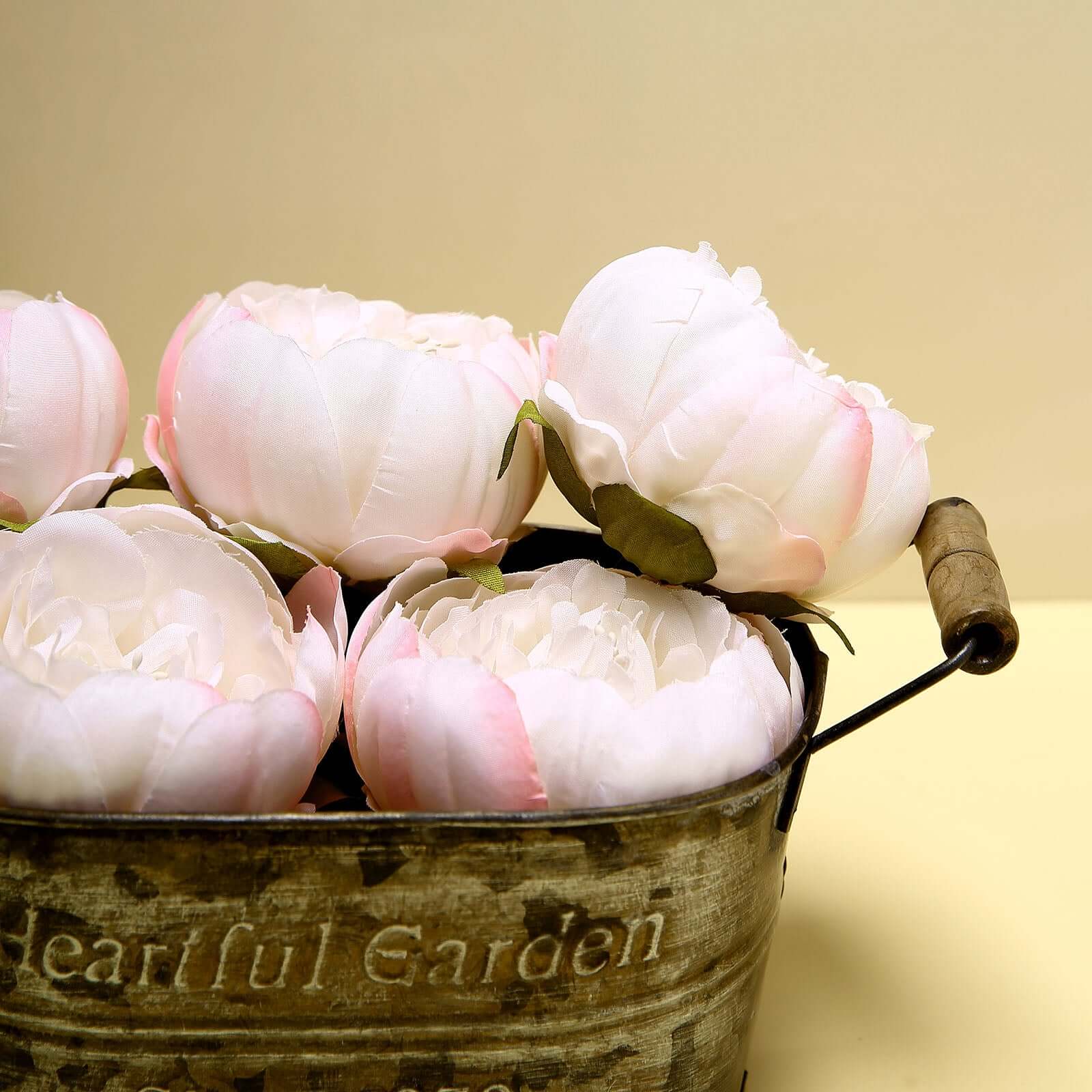 10-Pack Artificial Peony Flower Heads Blush - Versatile Faux Craft Flowers for DIY Event Styling Scrapbooking & Floral Arrangements 3"