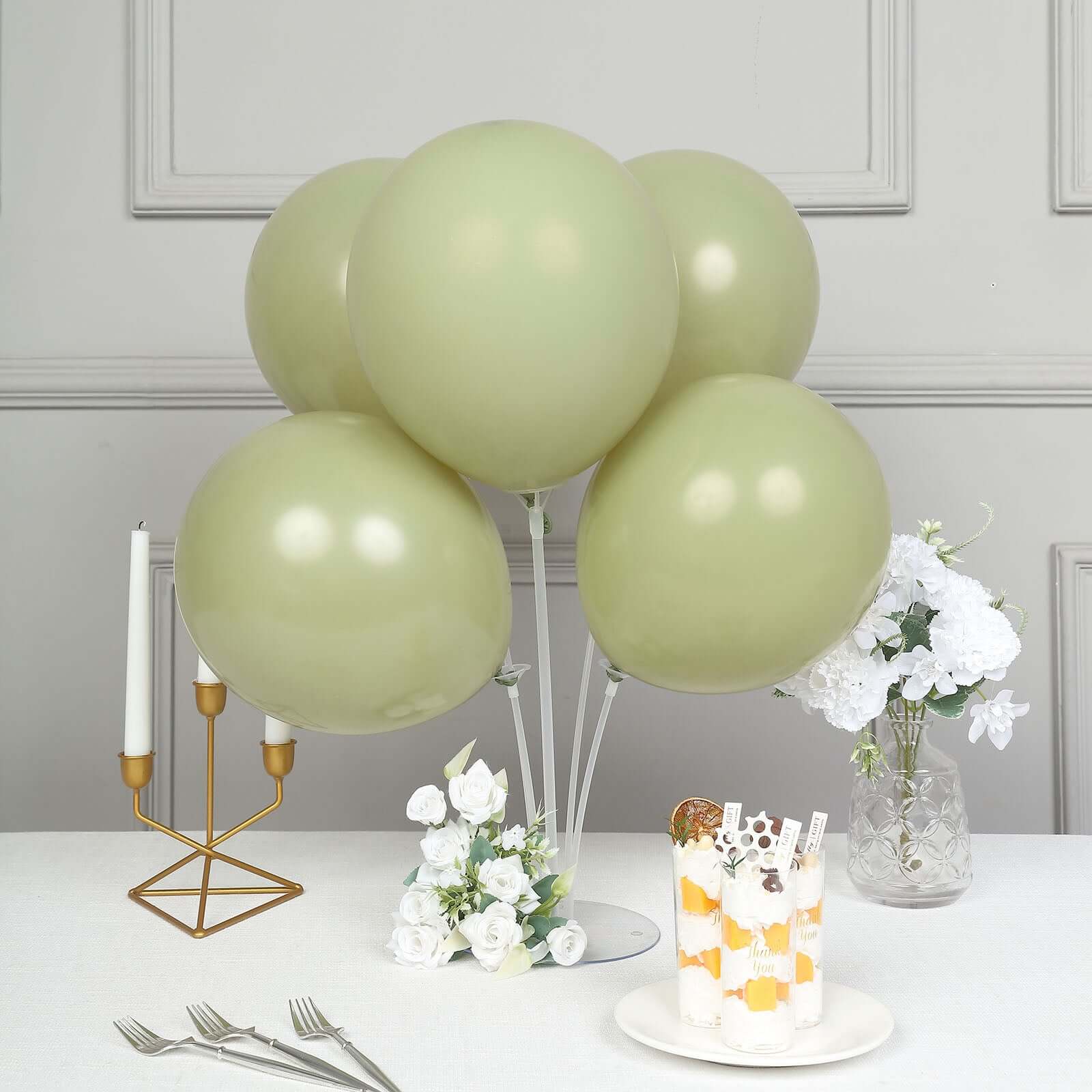 25 Pack 12" Matte Pastel Olive Green Helium Air Latex Party Balloons