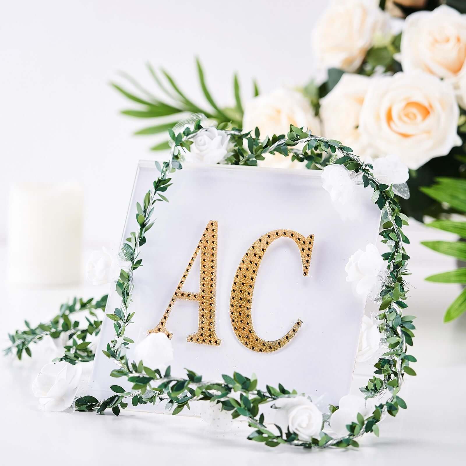 Decorative Rhinestone Alphabet "A" Letter Stickers, Glitter Adhesive Craft Letters Gold DIY Sparkle Embellishments 4"