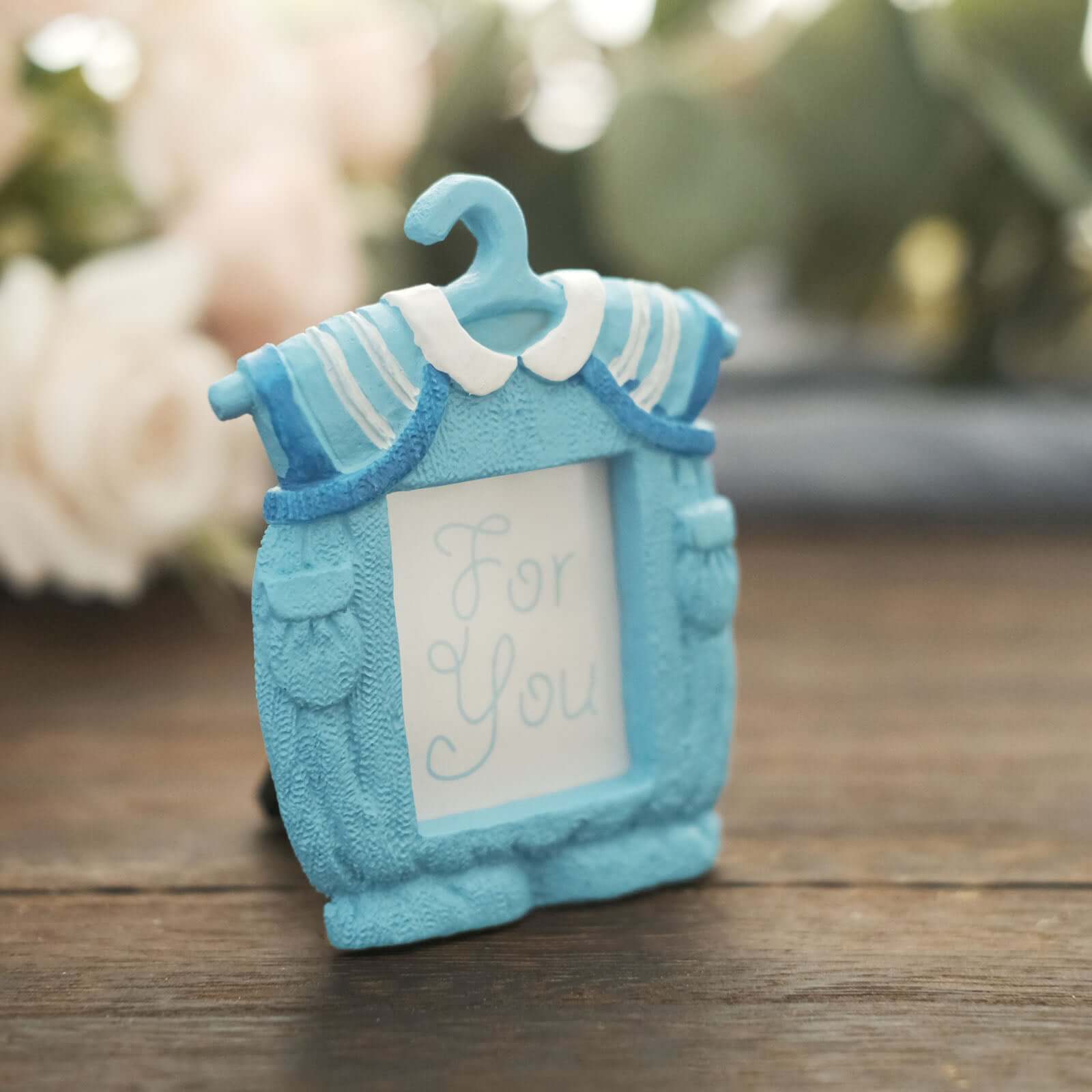 4 Pack Cute 4" Newborn Baby Boy Light Blue Clothes Resin Party Favors Picture Frame, Baby Shower Gender Reveal Party Gifts