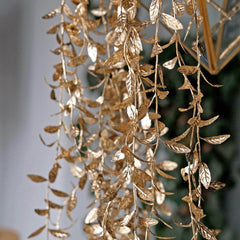 2-Pack Artificial Hanging Ivy Leaf Stem Garlands Metallic Gold - UV Resistant & Maintenance Free Faux Decorative Willow Vines 41"