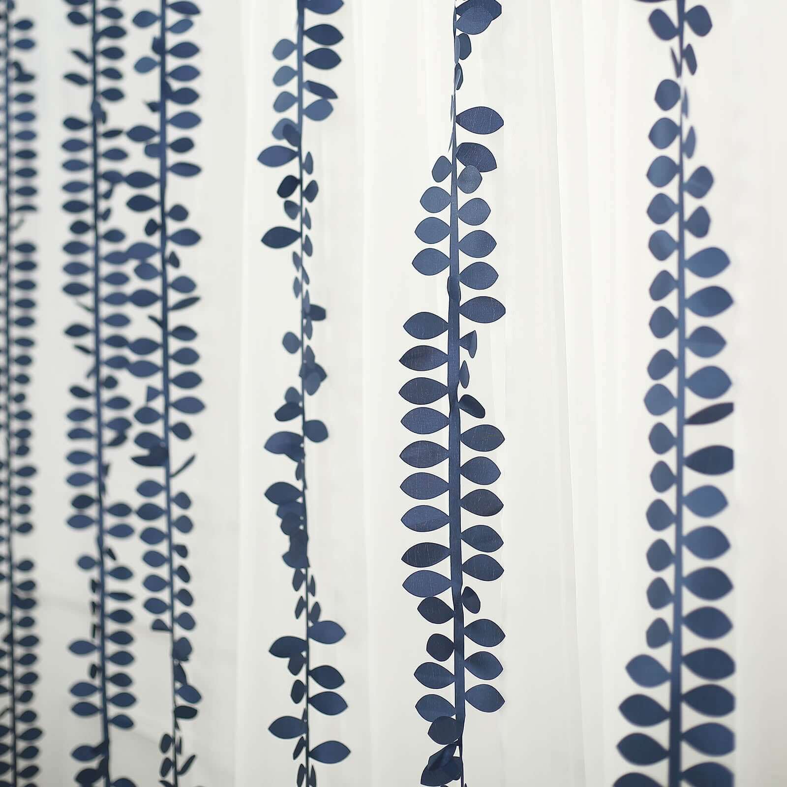 Taffeta Ribbon Sash with 4" Leaf Petal Design Navy Blue 50ft - Sophisticated Artificial Fabric Garland