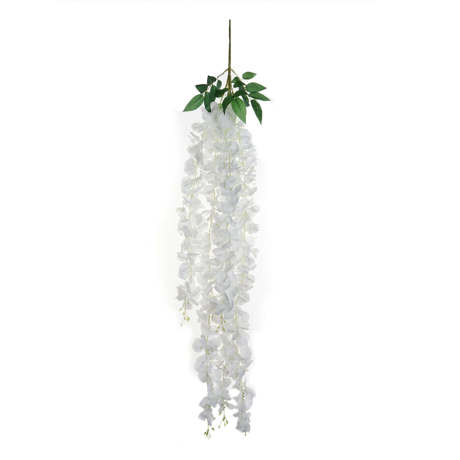 42" Silk Hanging Wisteria Flower Garland Vines in White, Elaborated 5 Full Strands in 1 Bush