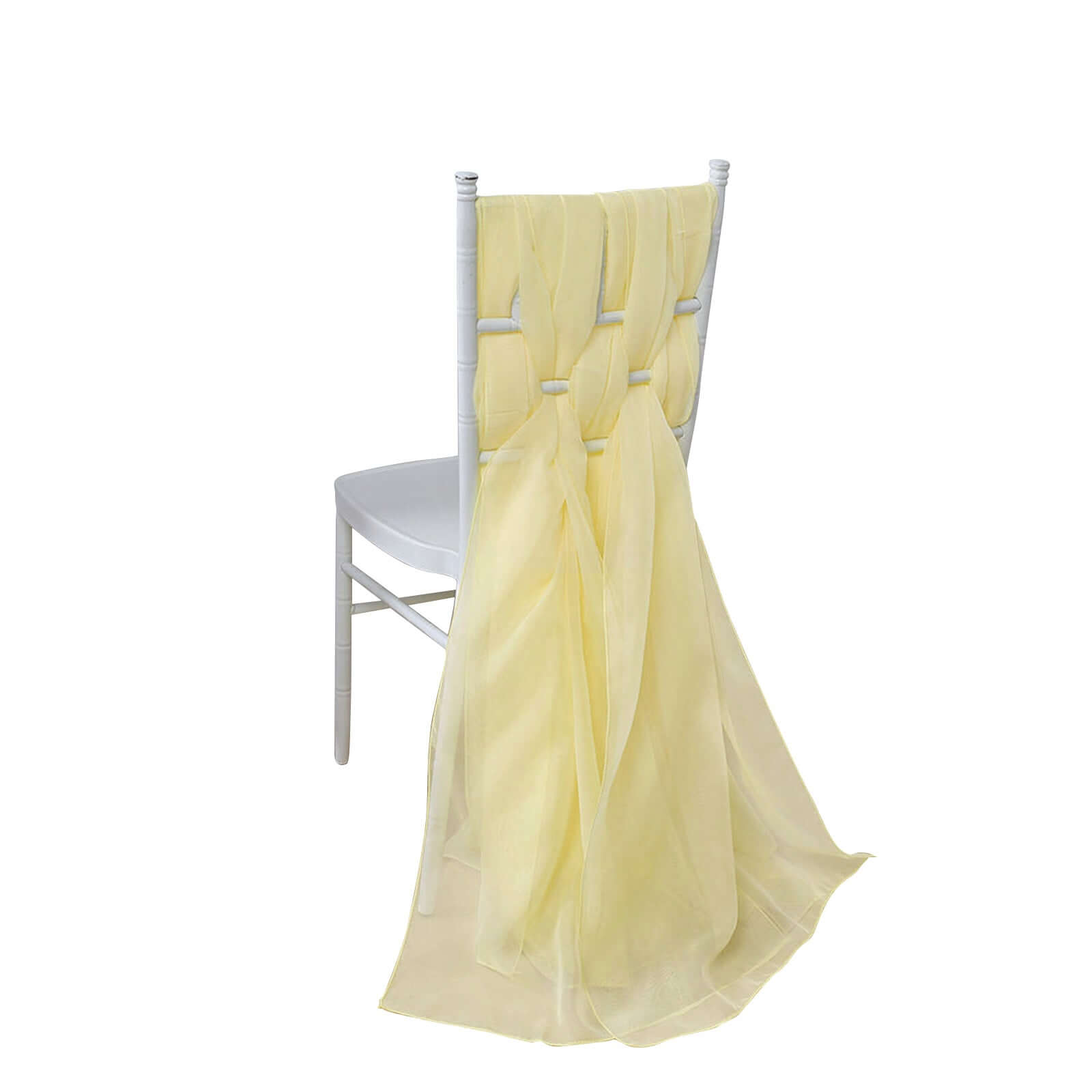 5 Pack Chiffon Chair Sashes Yellow - Soft & Lightweight Designer Chair Bows 22"x78"