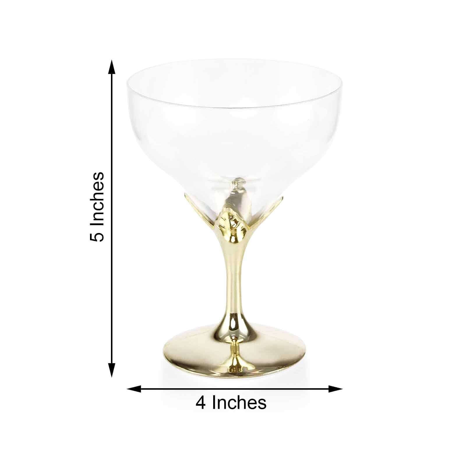 6-Pack Plastic Champagne Glasses Gold Hard Material - Durable Disposable Goblets for Wine 5oz