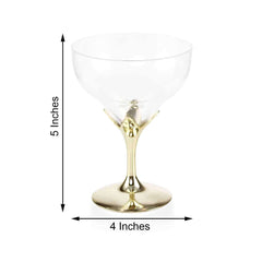 6-Pack Plastic Champagne Glasses Gold Hard Material - Durable Disposable Goblets for Wine 5oz