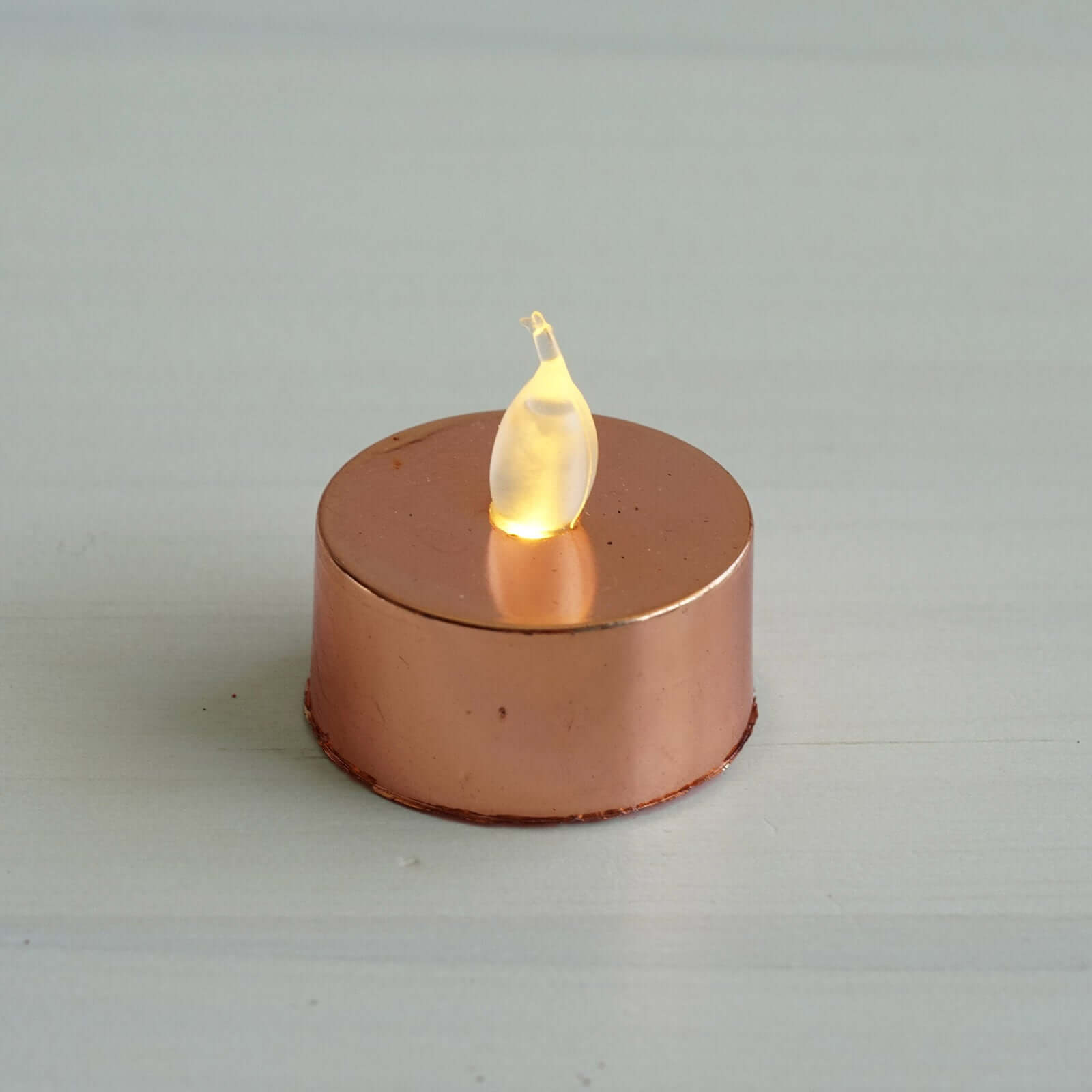 12-Pack LED Tealight Candles Rose Gold Metallic Design - Reusable Flameless Battery Operated Lights