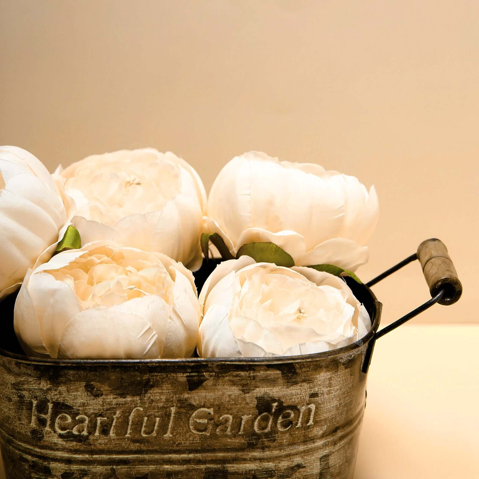 10-Pack Artificial Peony Flower Heads Beige - Versatile Faux Craft Flowers for DIY Event Styling Scrapbooking & Floral Arrangements 3"