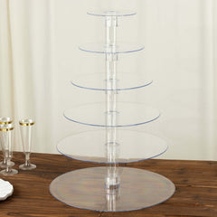 6-Tier Acrylic Round Cupcake Stand Clear for Special Events & Catering Displays 22"