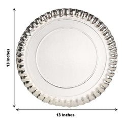 10-Pack Paper 13" Round Charger Plates in Silver with Scalloped Rims - Heavy Duty Disposable 1100GSM Serving Trays for Glam Events & Wedding Receptions