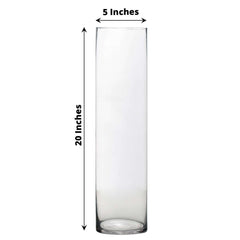 6-Pack Glass Flower Vases Cylinder Design Heavy Duty Clear - Stylish Centerpieces for Weddings 20"