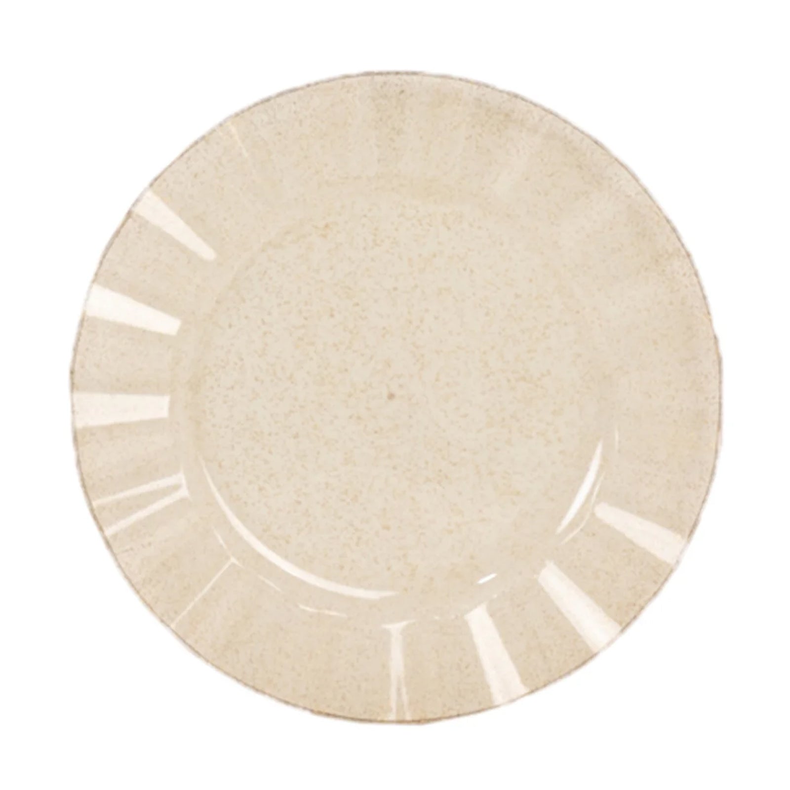 10-Pack Plastic 11" Round Dinner Plates in Gold Glitter with Ruffled Rim - Transparent Sturdy Disposable Dinnerware