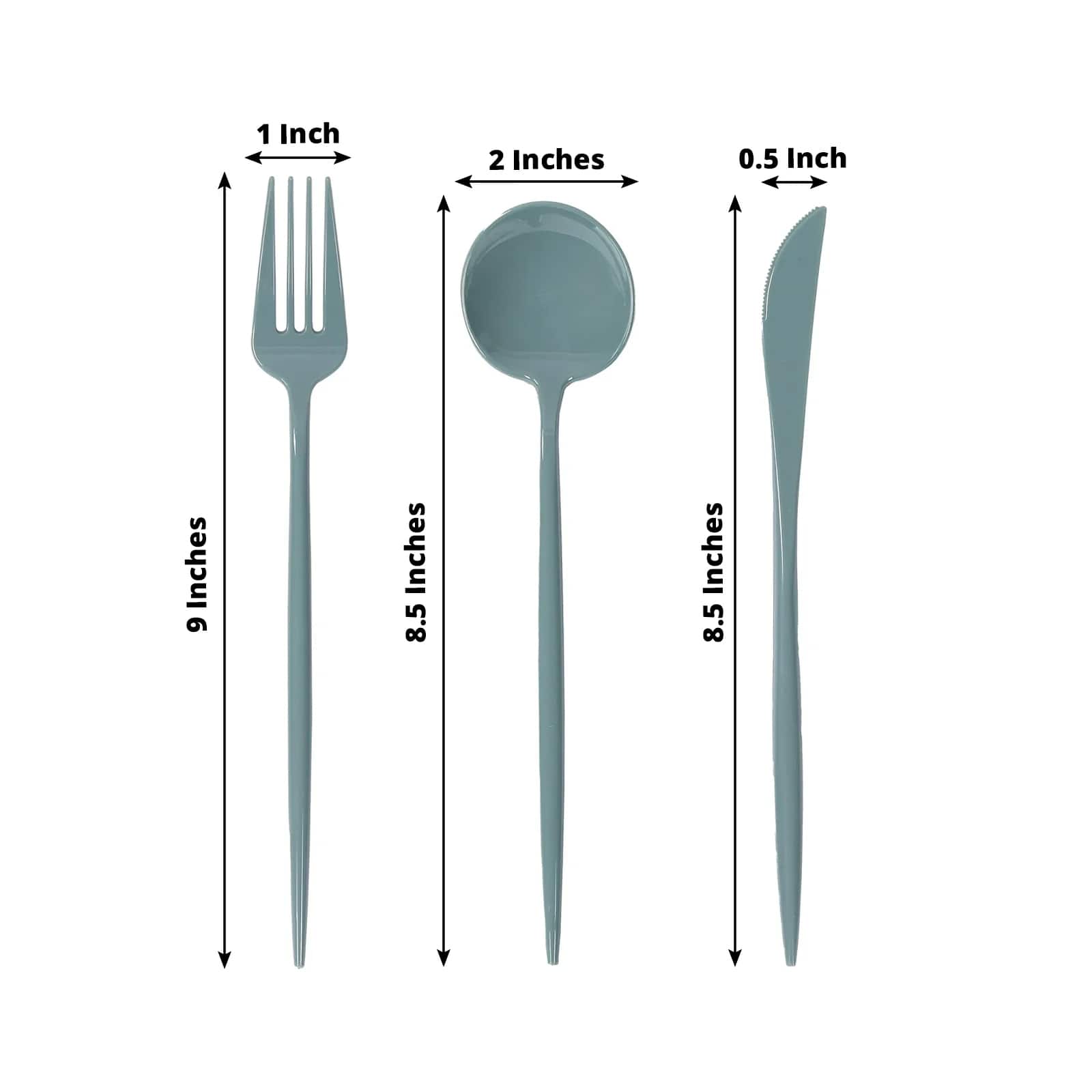 60 Pack Plastic Silverware Set, Dusty Blue Heavy Duty Disposable Sleek Utensil Cutlery