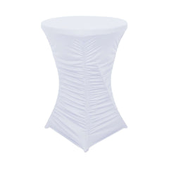 Heavy Duty Spandex 30" Fitted Round Cocktail Table Cover White Ruched Pleated - Durable Stretch Design