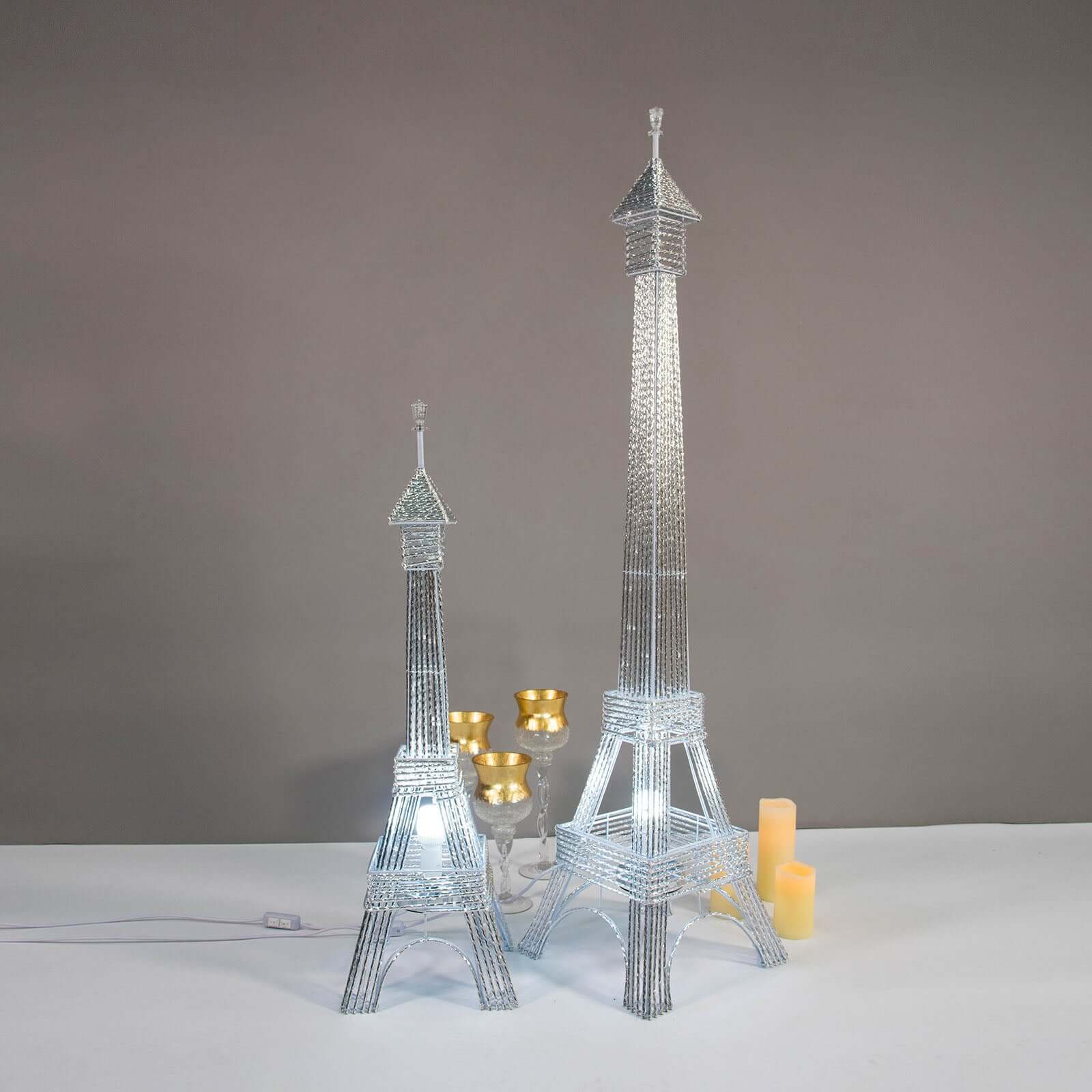 3.5ft Color Changing LED Metal Eiffel Tower Columns LED Lamp, Night Light Wedding Centerpiece