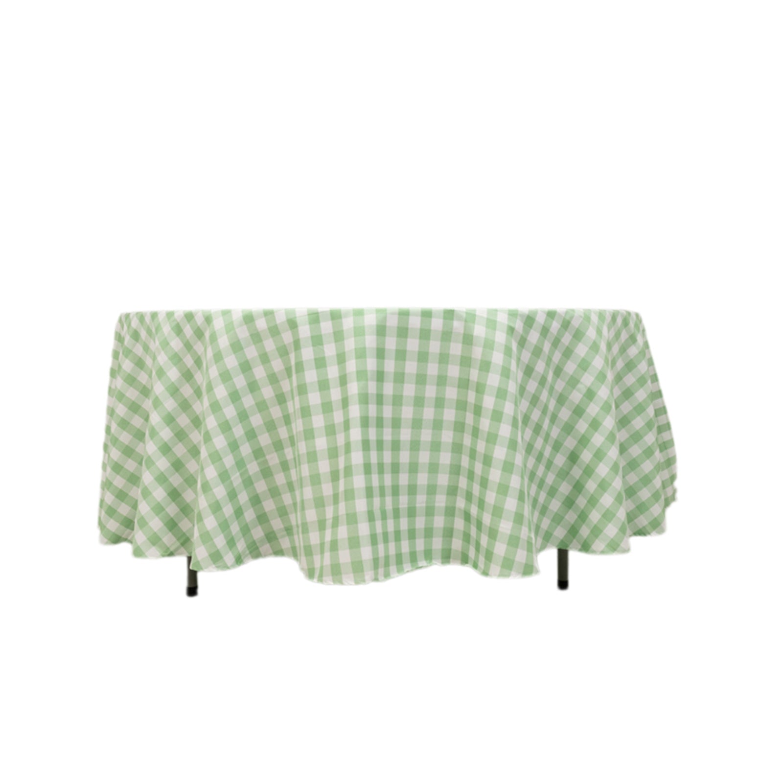 Polyester 108" Round Tablecloth White/Sage Green - Checkered Buffalo Plaid Table Cover